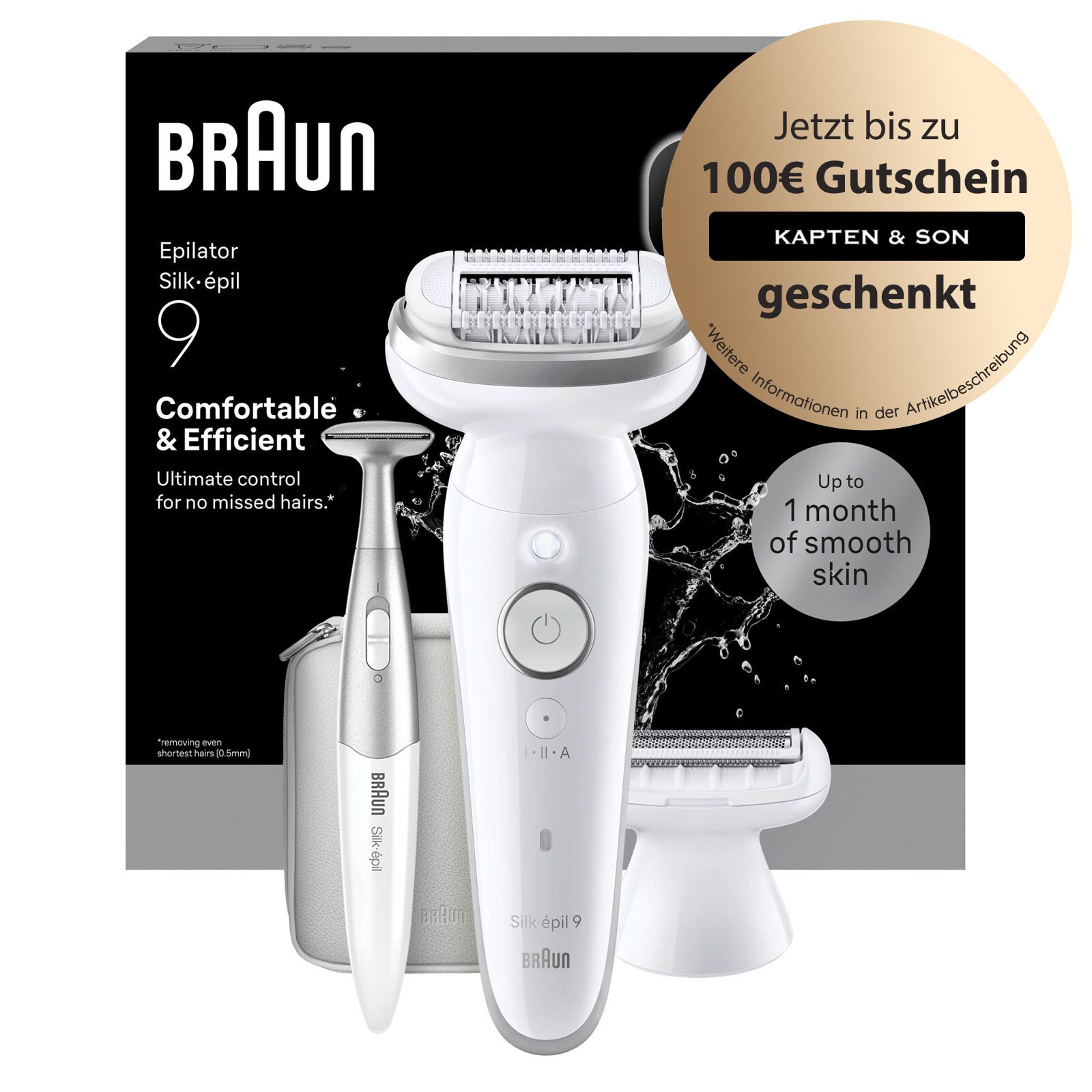 BRAUN Silk·épil 9, Wet & Dry, Langanhaltend glatte Haut, 9-241 Epilierer (Braun Epilierer ist mit 40 MicroGrip-Pinzetten, Wet & Dry, inkl. R