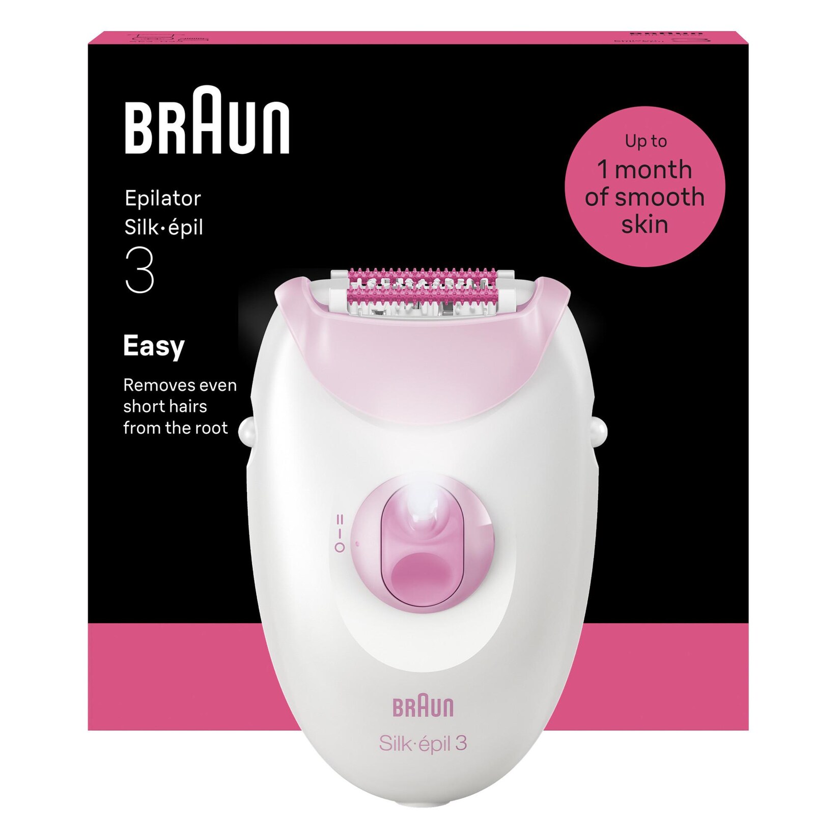 BRAUN Silk·épil 3, kabelgebunden, Langanhaltend glatte Haut, 3-000 Epilierer (Kabelgebundener Epilierer mit Smartlight, Massagerollenaufsatz, inkl. Reinigungsbürste)