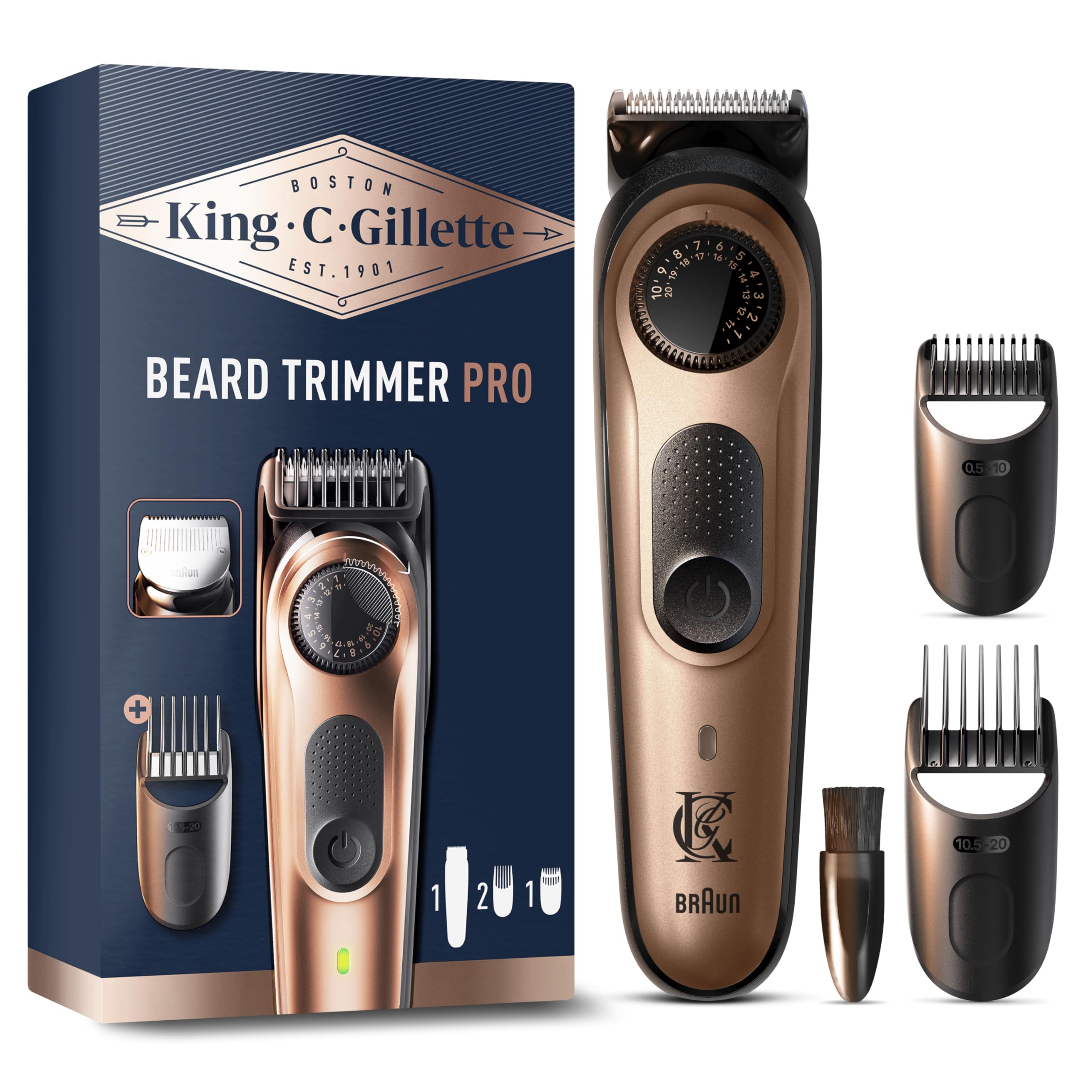 BRAUN King C Gillette PRO kabellos für Männer Barttrimmer (Akkubetrieb, 4-in-1 Anwendungen, Trimmen, Konturieren, Ausblenden, Detailarbeiten