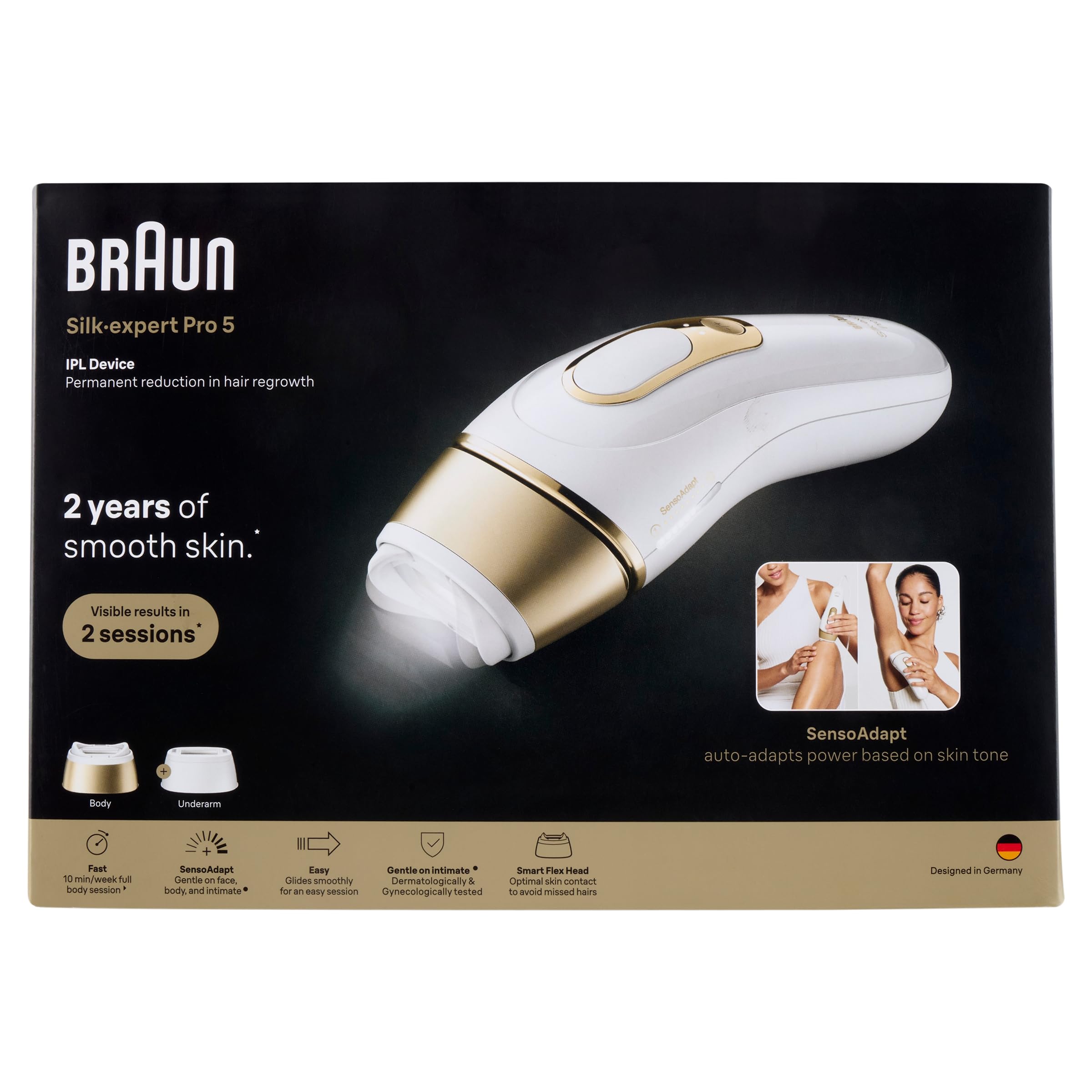 BRAUN IPL Silk&middot;expert Pro 5, professionelle Haarentfernung, 2 Aufs&auml;tze, PL5210 IPL Haarentferner (IPL-Haarentfernungsger&auml;t mit Smart Flex-Aufsatz f&uuml;r 100% Abdeckung, auch in schwierigen Bereichen, 1 Aufsatze, Tasche, dermatologisch und gyn&auml;kologisch getest - Bild 1