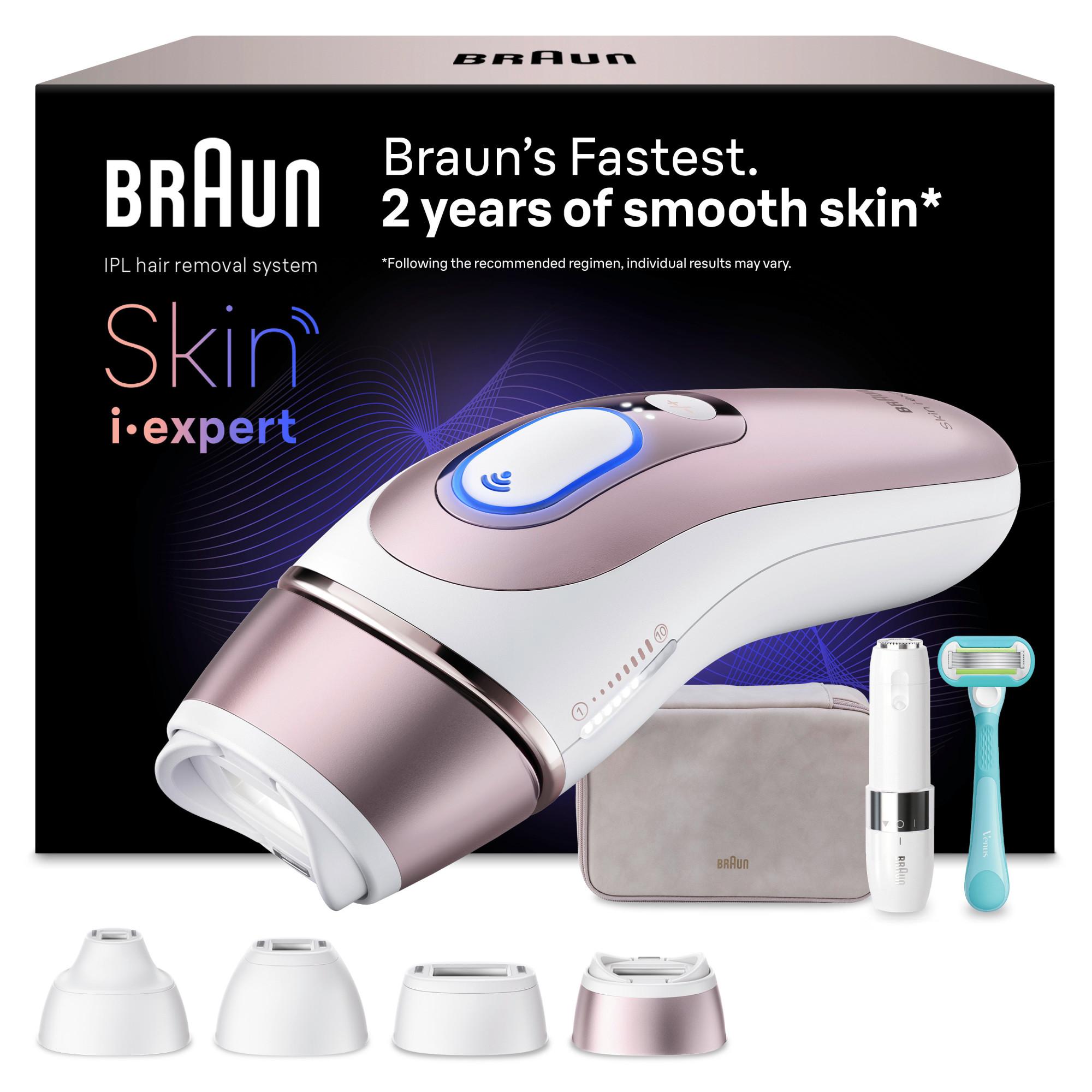BRAUN Smart IPL Skin i&middot;expert, professionelle Haarentfernung, 4 smarte Aufs&auml;tze, PL7432 IPL Haarentferner (Intelligentes IPL zur Laser-Haarentfernung f&uuml;r zu Hause, 3 Einstellungen und spezielle Aufs&auml;tze f&uuml;r jeden K&ouml;rperbereich, mit Smart Flex Aufsatz, 3 Au - Bild 1