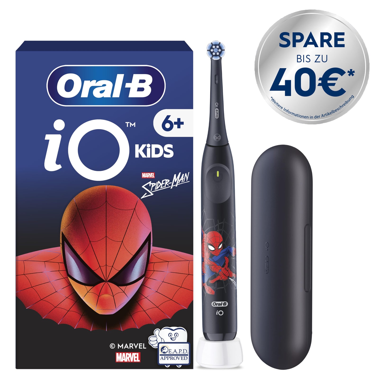 Oral-B iO Kids 6+ Spiderman inkl. 1 Aufsteckb&uuml;rste, 1 Reise-Etui Zahnb&uuml;rste - Bild 1