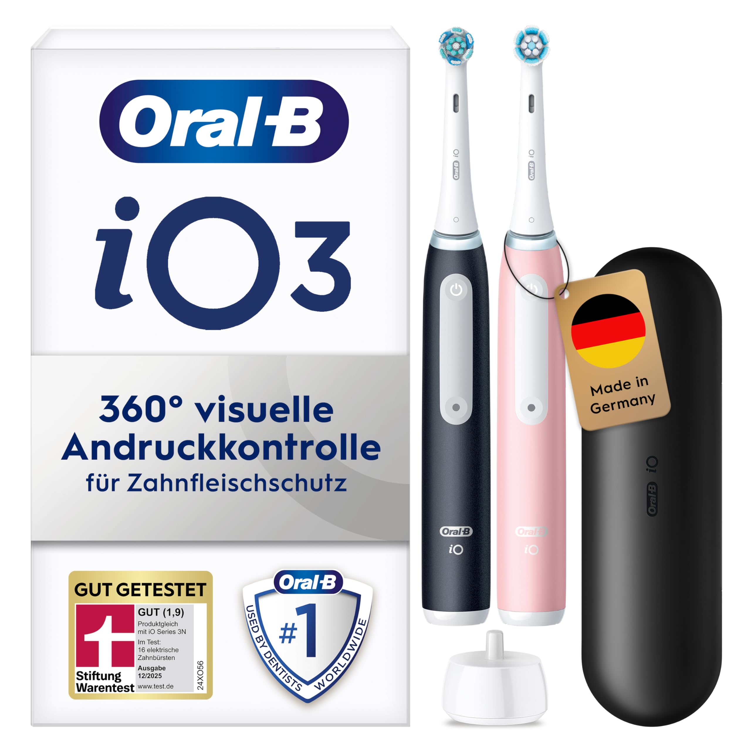 Oral-B iO Series 3 Elektrische Zahnb&uuml;rste Doppelpack Schwarz und Rosa - Bild 1