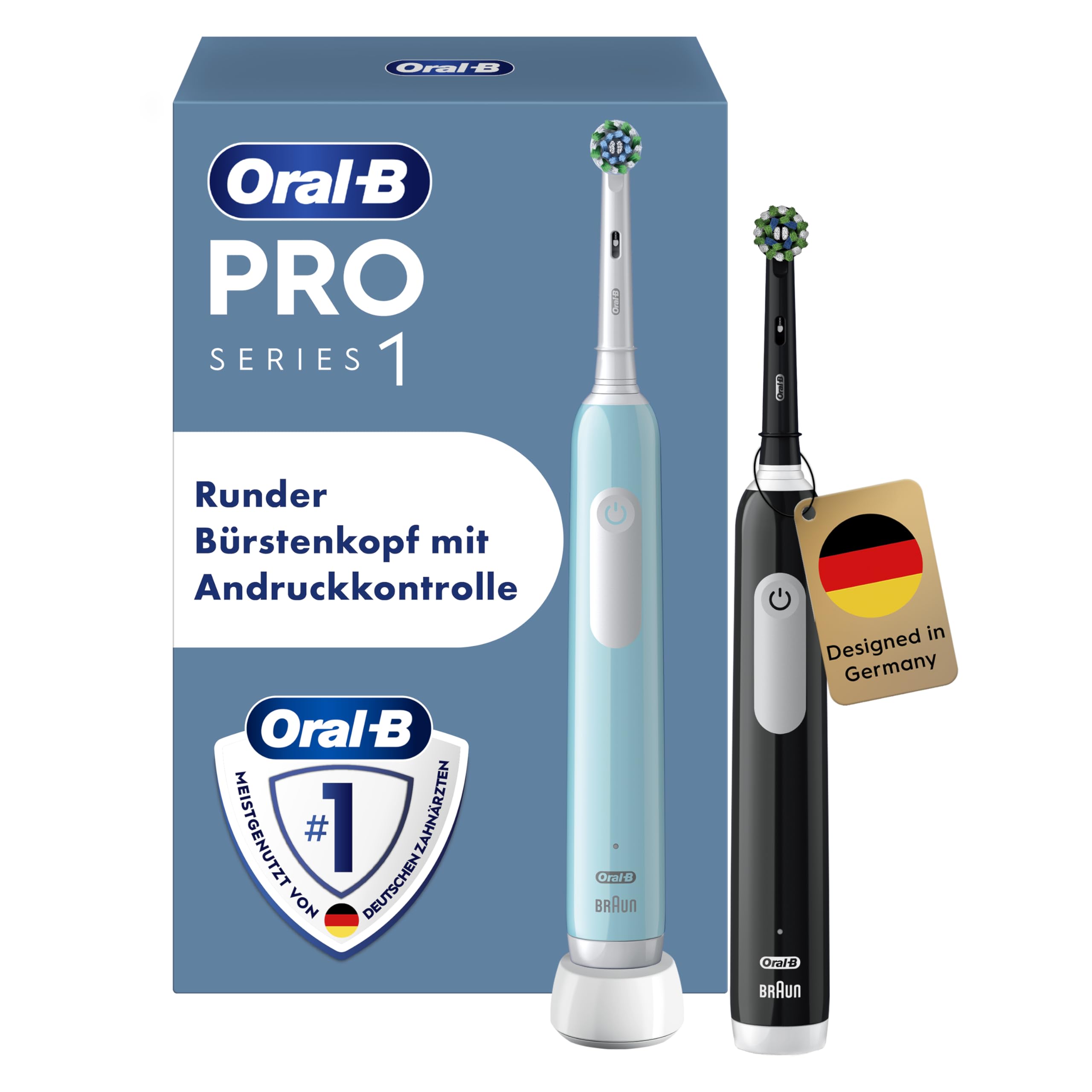Oral-B Pro Series 1 Elektrische Zahnb&uuml;rste, Doppelpack, Blau/Schwarz | Inkl. 2 Aufsteckb&uuml;rsten - Bild 1
