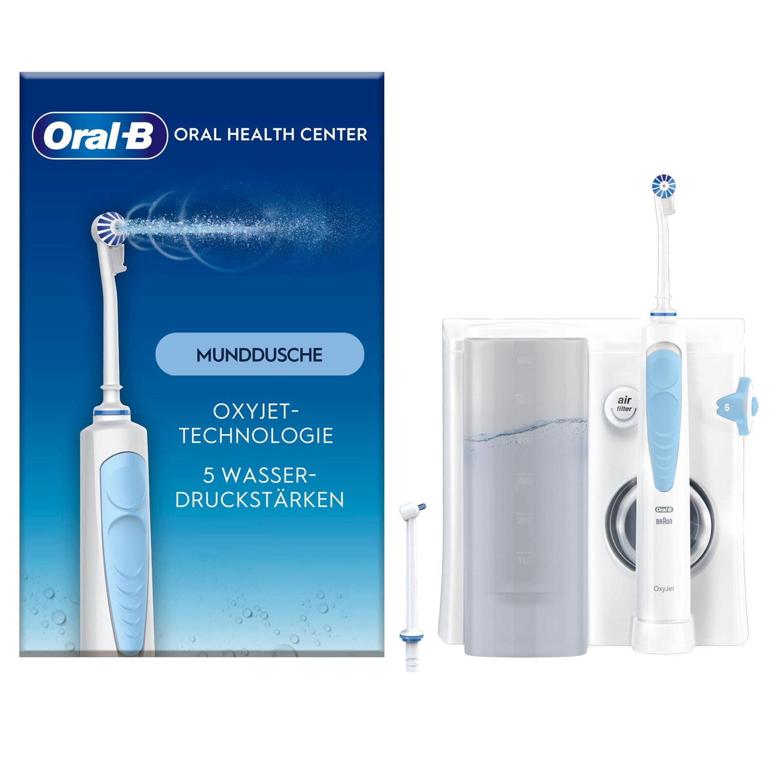 Oral-B Munddusche Oxyjet (Oxyjet-Technologie, 5 Wasserdruck-Stufen, 4 Wasserstrahle, perfekt f&uuml;r Zahnspangen und Implantate - Bild 1