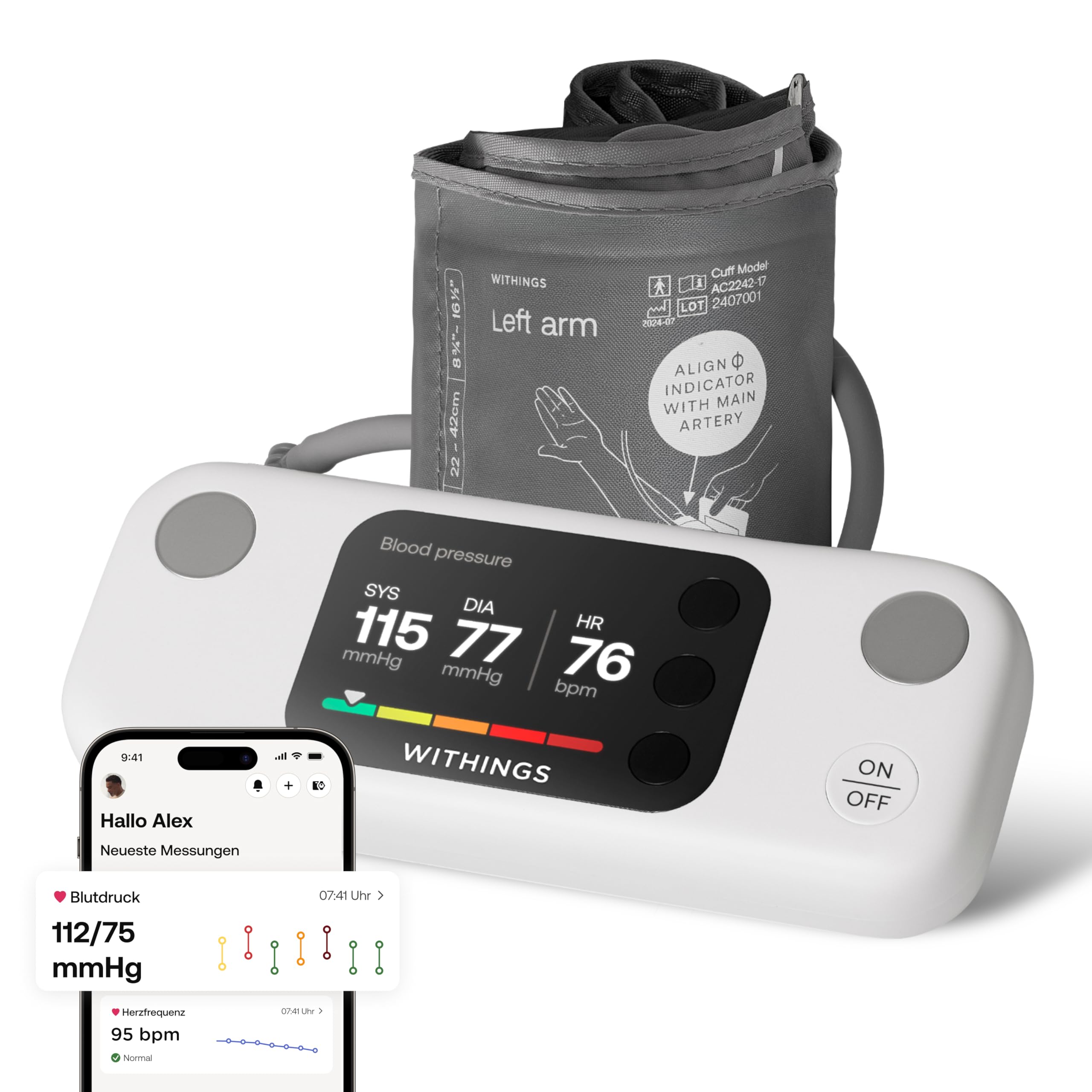 Withings BPM Vision Oberarm-Blutdruckmessger&auml;t (Smartes Blutdruckmessger&auml;t, bis zu 8 Personen k&ouml;nnen ihre Messwerte mit der (Withings-) App erfassen, 2,8 Zoll LCD-Farbbildschirm, TripleTrust&trade;-Messung, FlexiFit&trade; Manschette, einfache Blutdruckmessungen und E - Bild 1