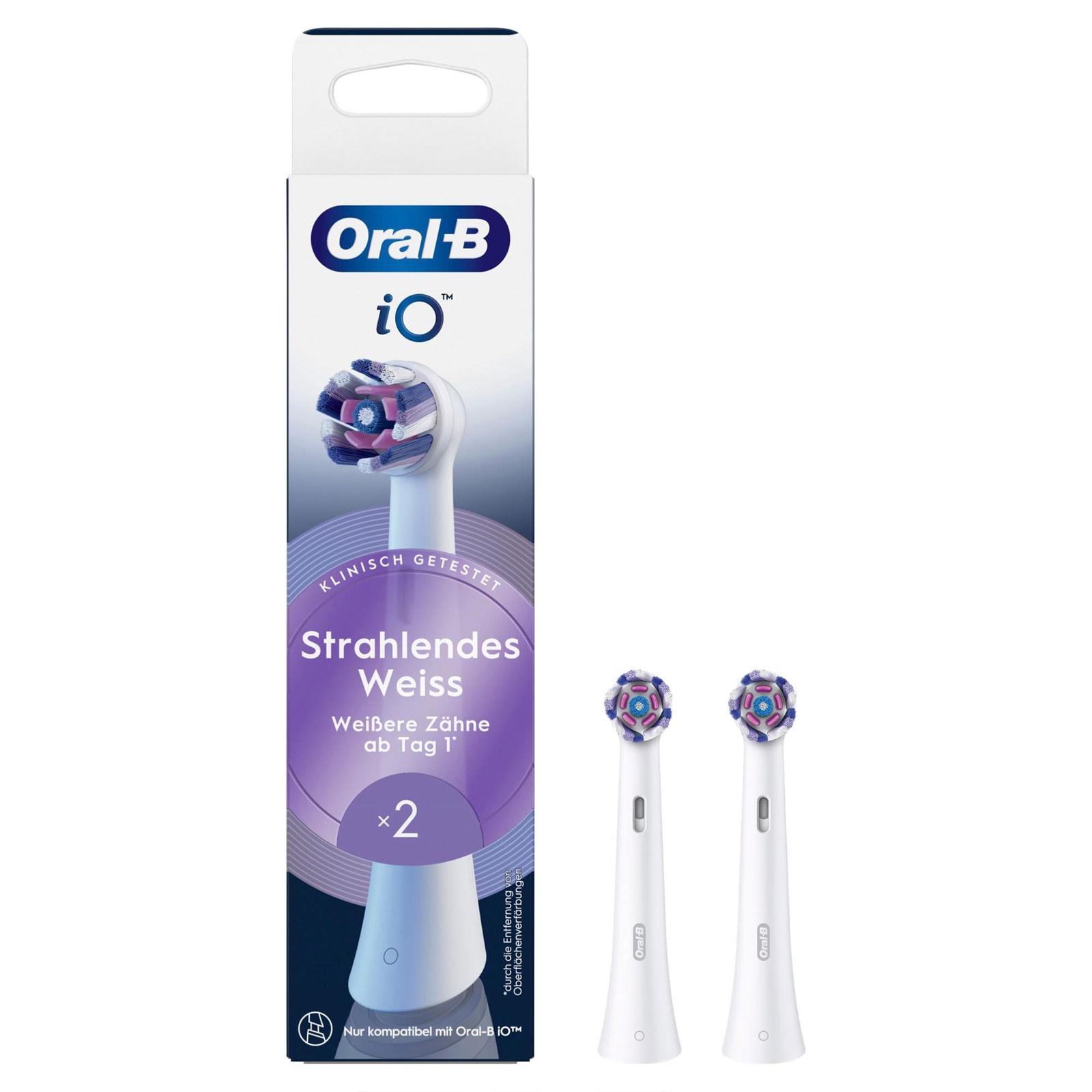 Oral-B iO Strahlendes Weiss, Original Aufsteckb&uuml;rsten, Wei&szlig;, 2er - Bild 1