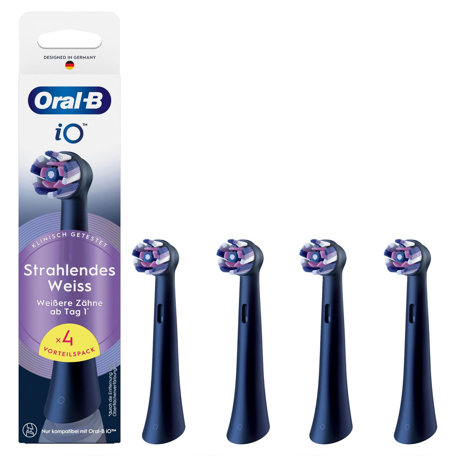Oral-B iO Strahlendes Weiss, Original Aufsteckb&uuml;rsten, Schwarz, 4er - Bild 1