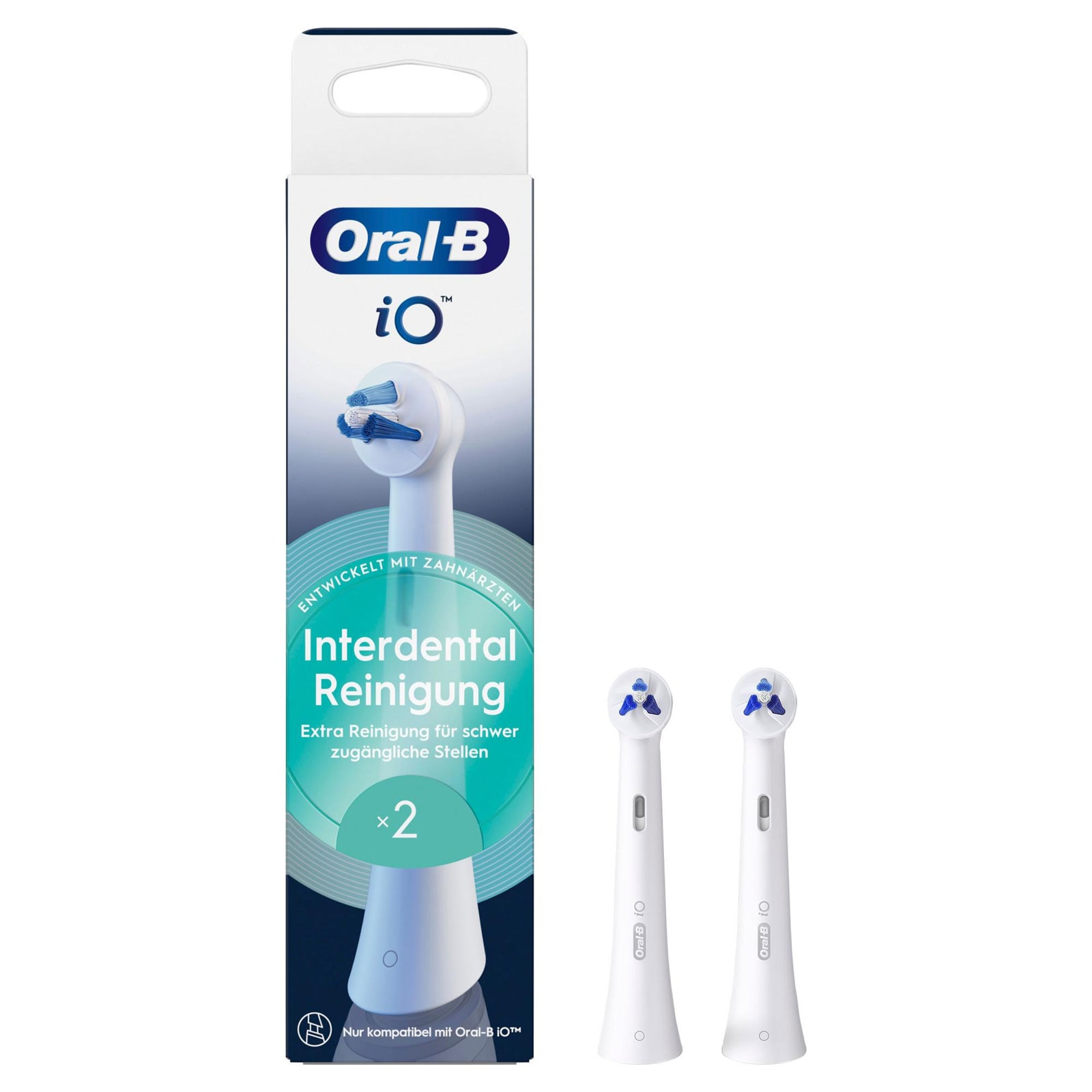 Oral-B iO Interdental Reinigung, Original Aufsteckb&uuml;rsten, Wei&szlig;, 2er - Bild 1
