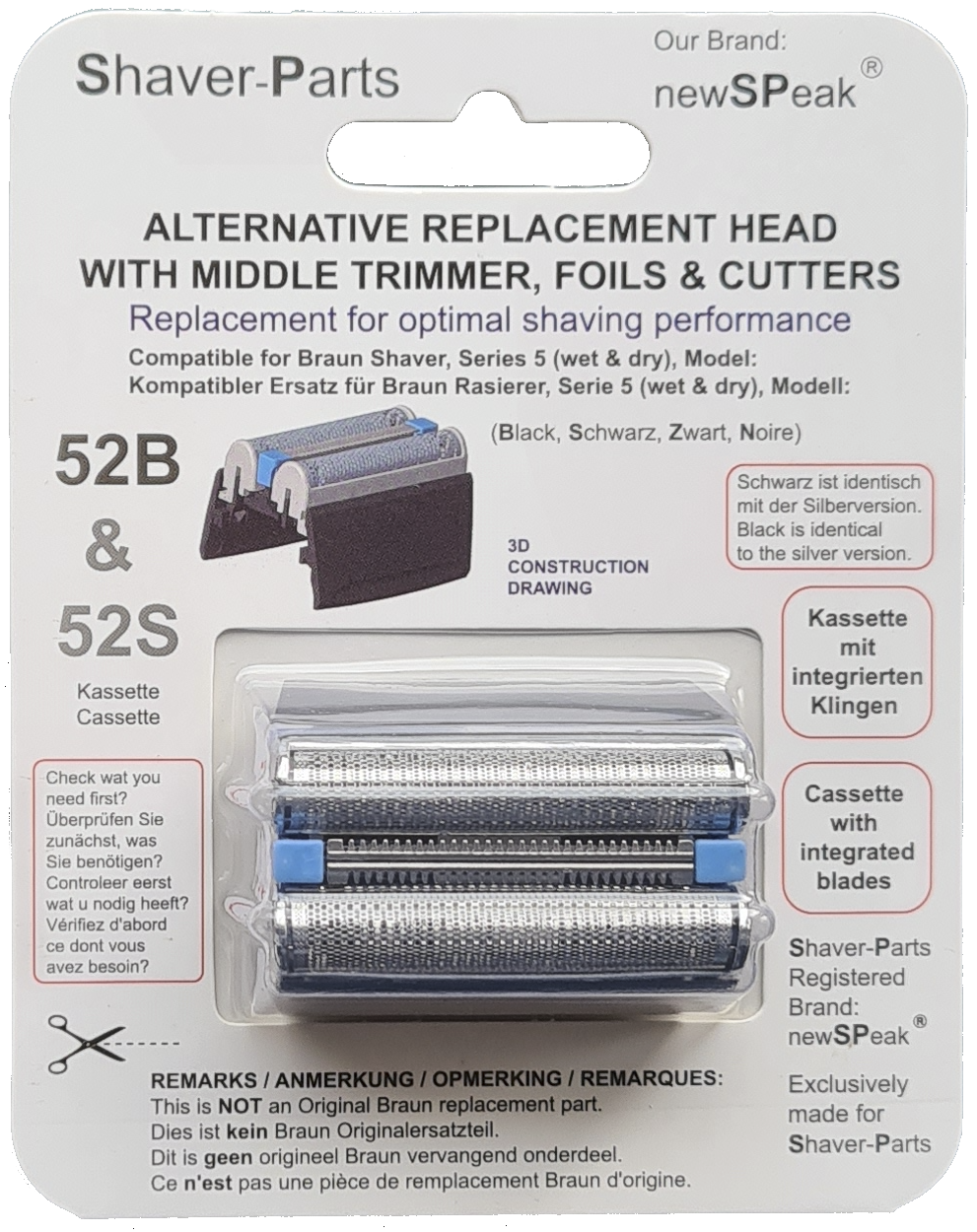 SCANPART Scherkopf kompatibel mit Braun 52B, 52S Ersatzscherkopf - Bild 1