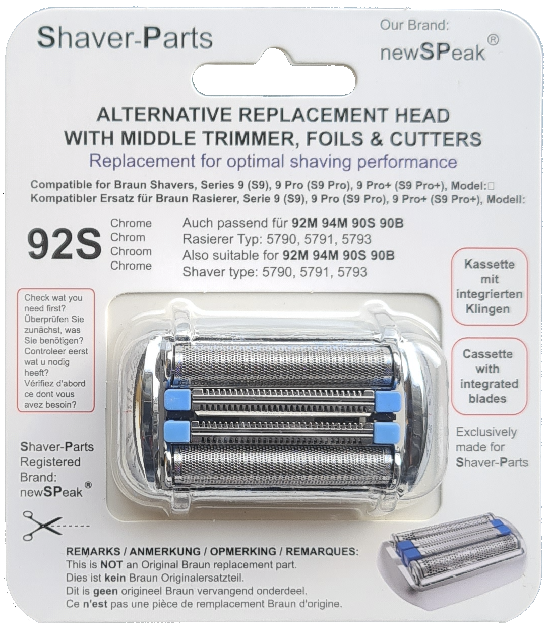 SCANPART Scherkopf kompatibel mit Braun 92S, 94M, 92M, 90S, 90B, 92B Ersatzscherkopf - Bild 1