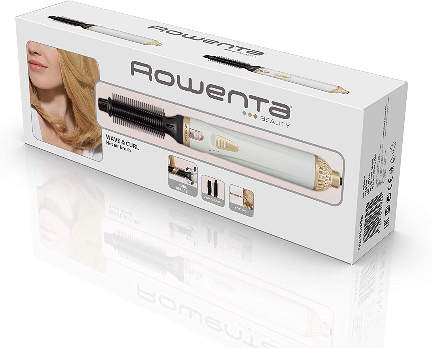 Rowenta CF 3910 Warmluftb&uuml;rste Curl Release Brush wei&szlig;/gold - Bild 1