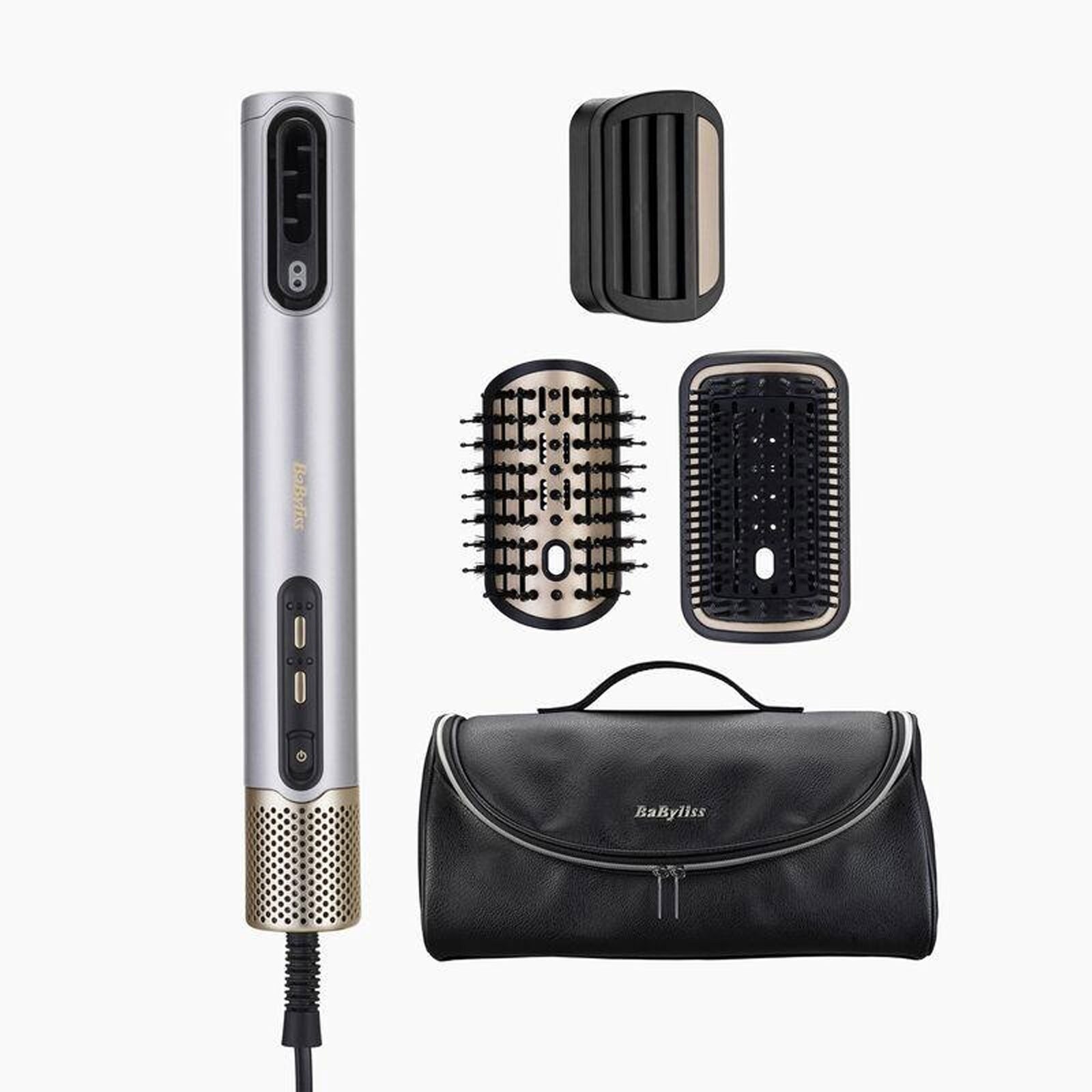 BaByliss AS6555E Air Wand Limited Edition Warmluftbürste (Anti-Frizz Technologie, Bürsten-Aufsatz, Volumen-Aufsatz, Fly-Away-Aufsatz, Aufbewahrungstasche, 3 Luftstrom- / 4 Temperaturstufen, Kaltstufe, 2,5m Salon-Kabel)
