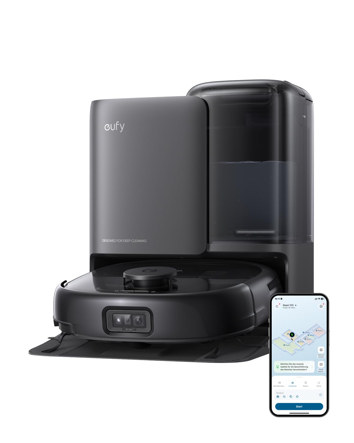 eufy Omni E25 schwarz Saugroboter mit Wischfunktion - Bild 1