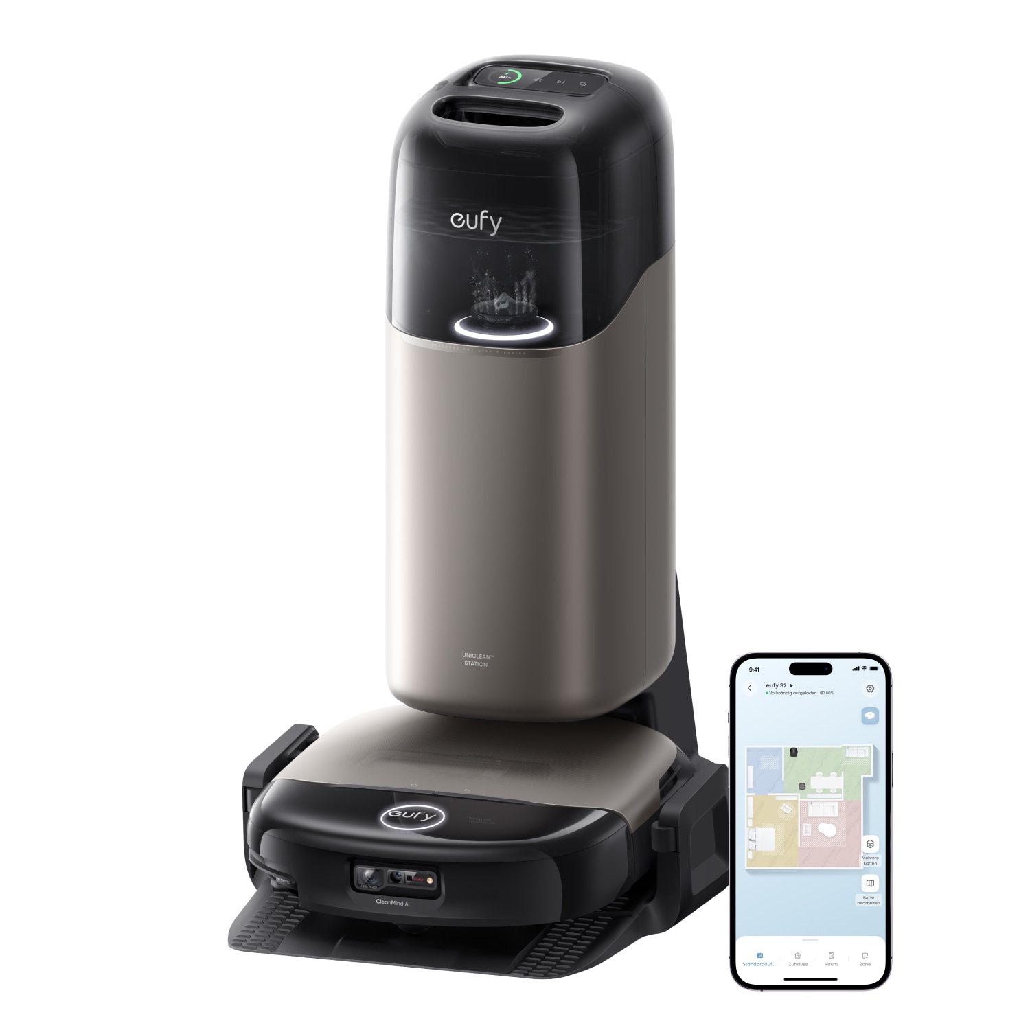 eufy Robot Vacuum Omni S2 Saugroboter mit Wischfunktion (30.000 Pa, 100 AW, AeroTurbo&trade; 2.0, HydroJet&trade; 2.0, 12-in-1 UniClean&trade; Station, 68 Tage automatische Staubabsaugung, DuoSpiral&trade; Entwirrb&uuml;rsten) - Bild 1