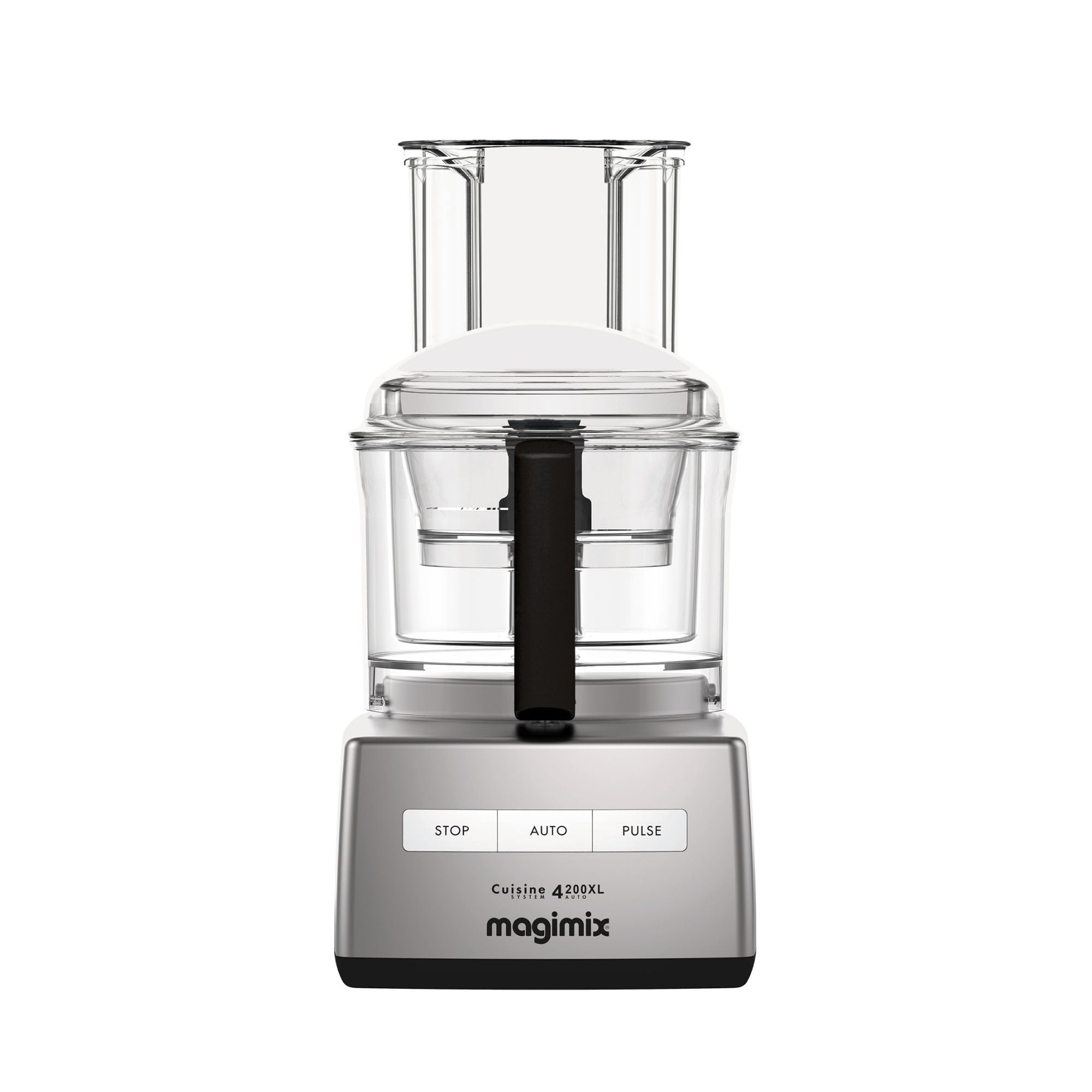 Magimix Cuisine System 4200 XL K&uuml;chenmaschine (950 Watt, 1 Geschwindigkeitsstufe plus Impulsfunktion, 3 Kunststoffsch&uuml;sseln (1,2 l, 2,6 l, 3 l), Blender-Mix(Spritzschutz), 2 Edelstahlmesser, Teigkneter, R&uuml;hrbesen, 2 Raspel- sowie 2 Schneide-Scheibe, Zubeh&ouml; - Bild 1