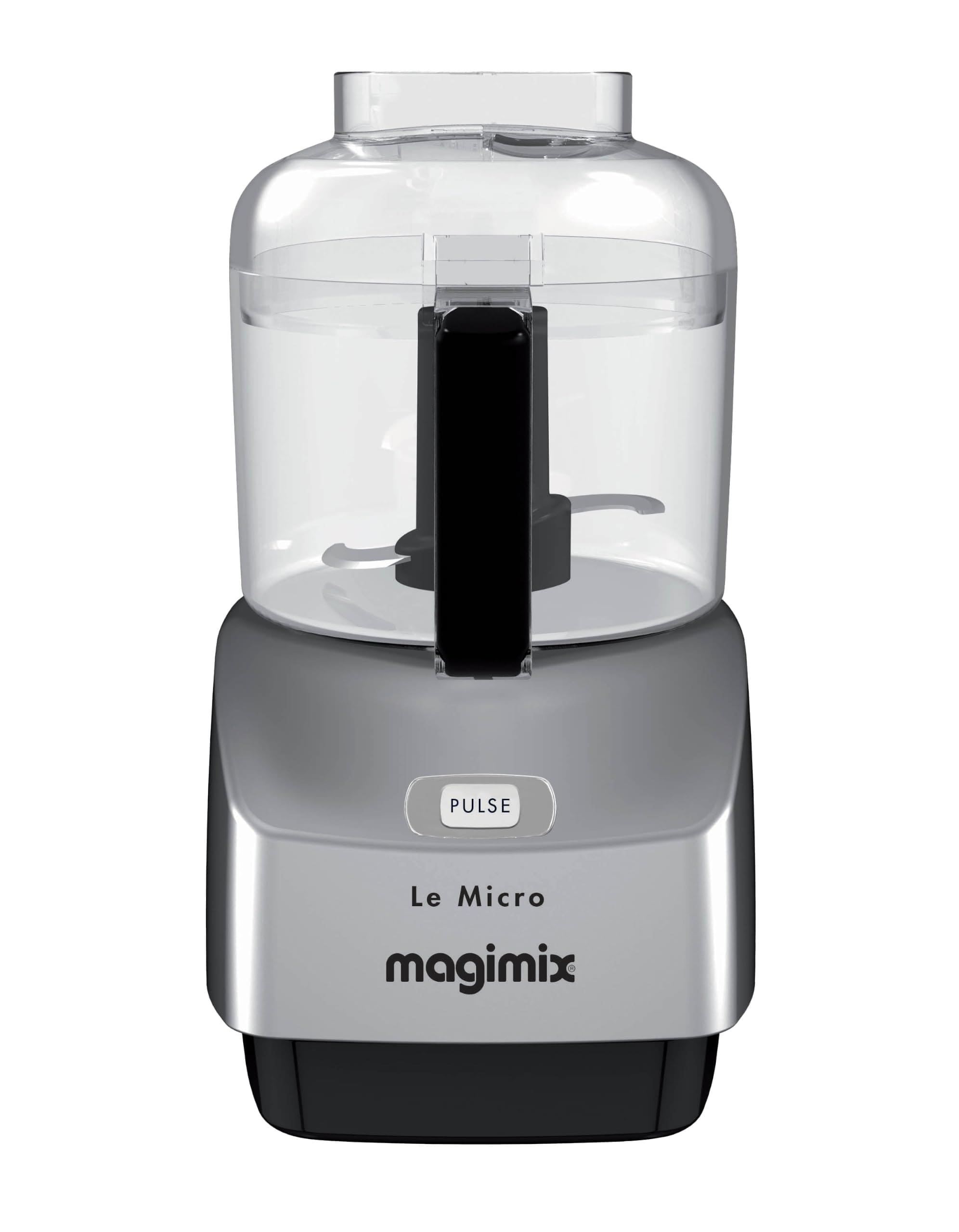 Magimix Le Micro K&uuml;chenmaschine (290 Watt, Impuls- und Dauerbetrieb, 0,8 l Kunststoffsch&uuml;ssel, Sabatier-Edelstahlmesser, Emulgierer, Reinigungsschaber, Rezeptbuch, Silber (Chrom matt)) - Bild 1