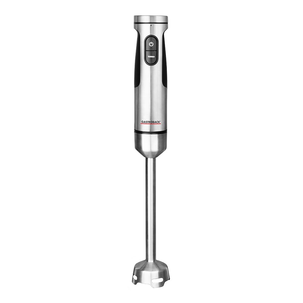 GASTROBACK 40973 Powermix Professional Stabmixer-Set (Professioneller Edelstahl-Stabmixer, 1500 Watt, 5-teiliges Zubehör, extra langer plus vielseitiger Pürierstab mit titanbeschichtetem 4-fach Edelstahlmesser, Spezial-Stampfaufsatz für Kartoffeln & Gemüse