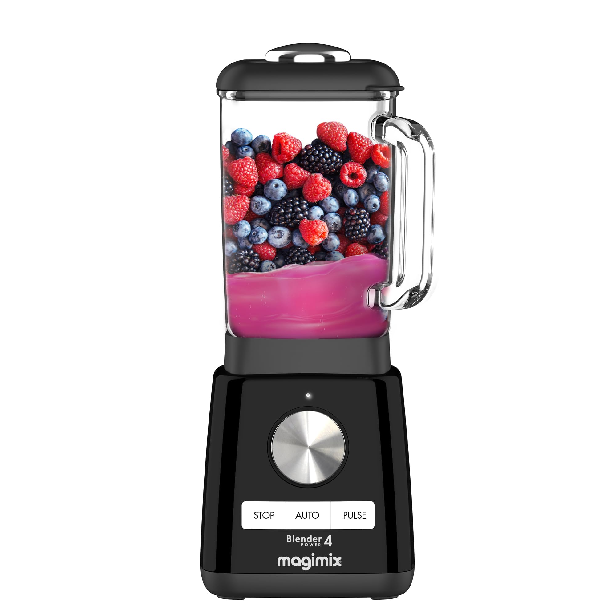 Magimix Power Blender 4 black Standmixer (1.300 Watt, 1,8 Liter Glasbeh&auml;lter, Dosierkappe, R&uuml;hrspachtel, Edelstahlklinge, bis 22.000 U/min., Programme: Eis (Ice), Smoothie, Suppen (Soups) und Desserts/Eis und Reinigungsprogramm, Schwarz) - Bild 1