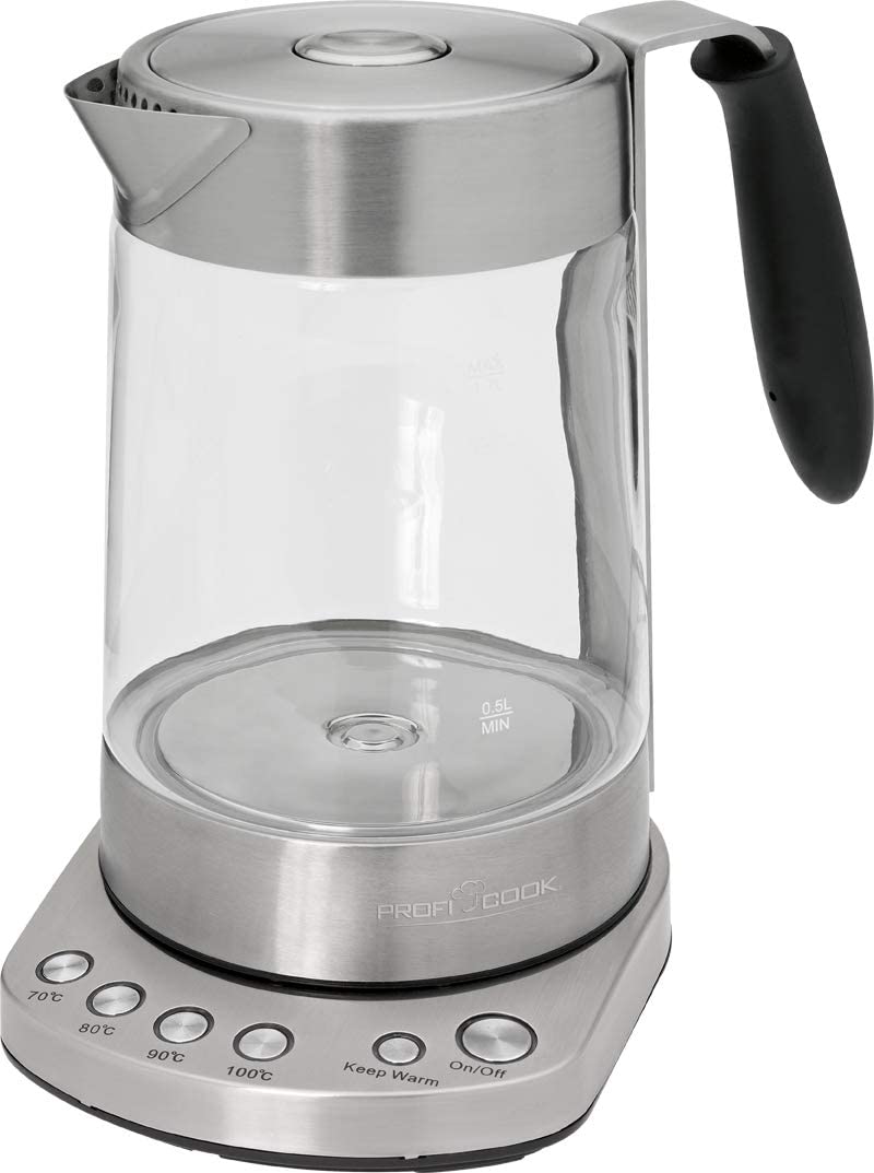 ProfiCook PC-WKS 1020 G Tee- und Wasserkocher mit Temperaturwahl Glas / Edelstahl - Bild 1