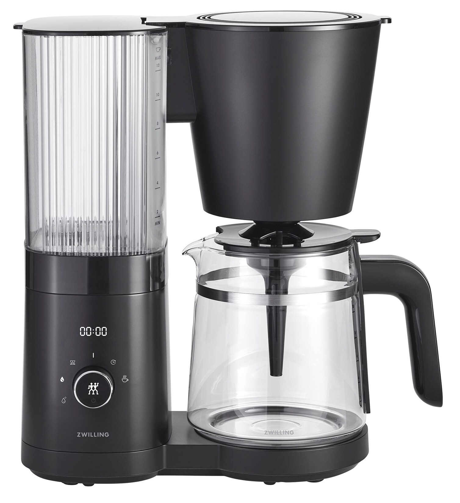 ZWILLING 1010447 Enfinigy Filterkaffeemaschine (12 Tassen,  Wassertank, Glaskanne, Warmhalteplatte, schwarz)