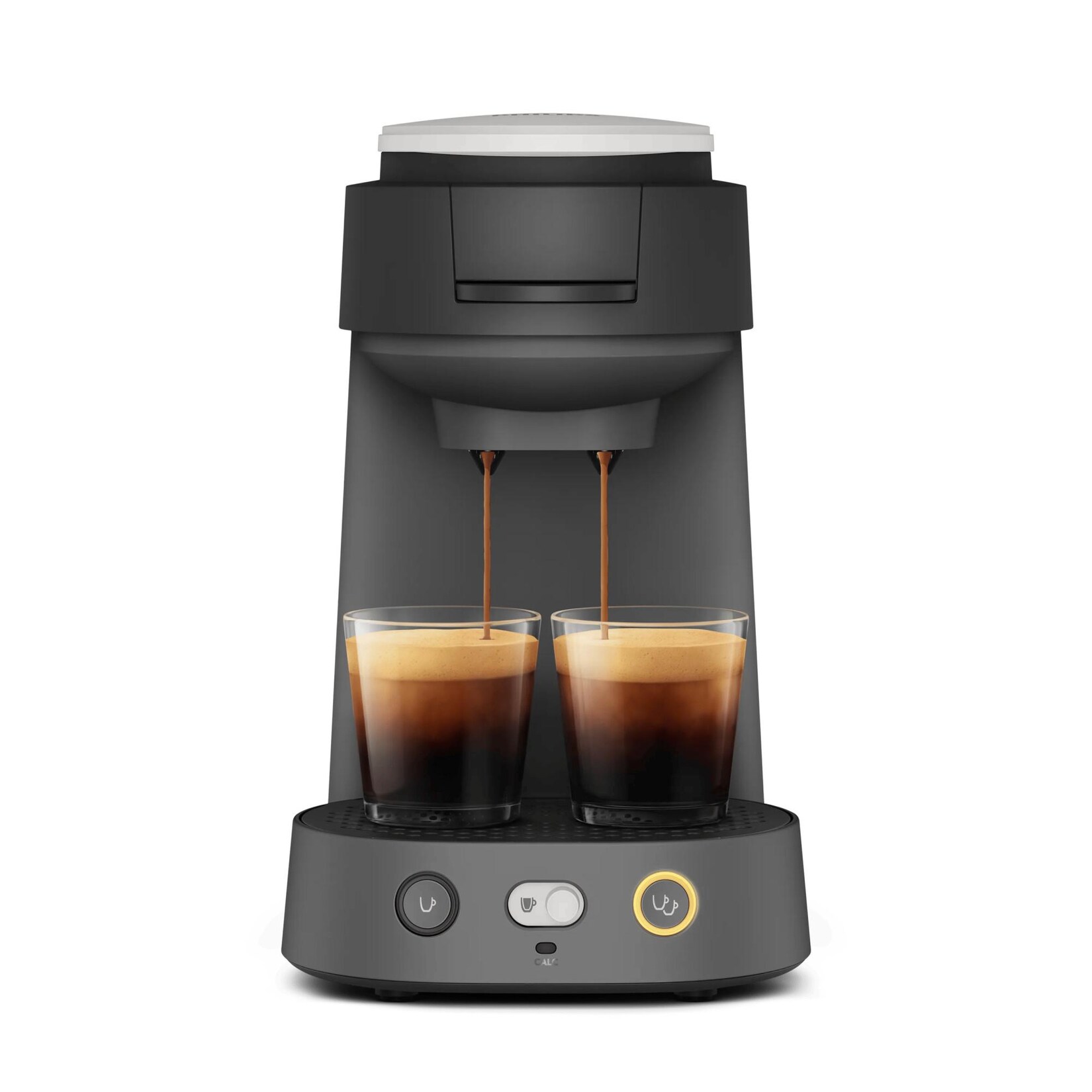 CSA225/65 Vibe schwarz-grau Padmaschine (2 Tassen gleichzeitig, Kaffeestärkewahl,  Wassertank)