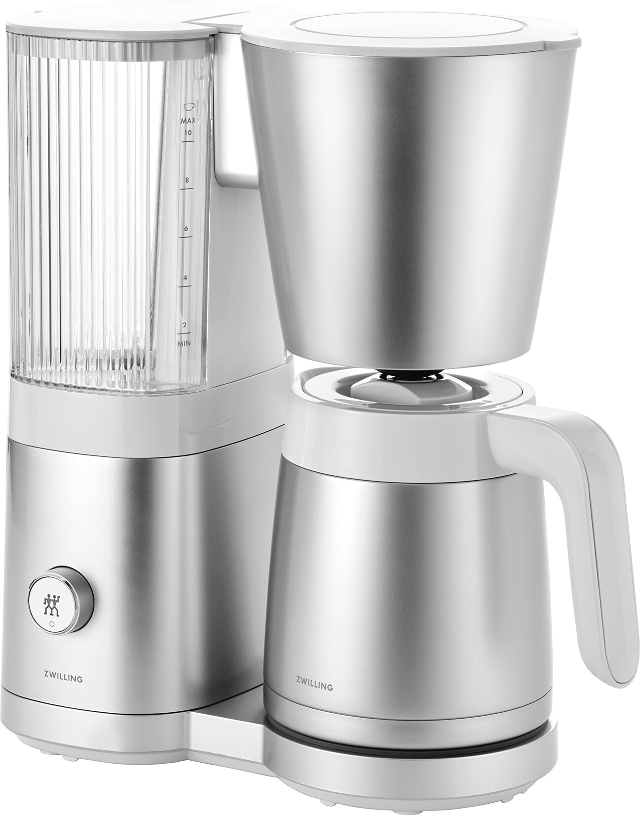 ZWILLING Enfinigy 1022565 silber Filterkaffeemaschine (10 Tassen,  Wassertank, Edelstahl-Thermokanne, Blooming-Funktion, 92?96 °C Brühtemperatur)
