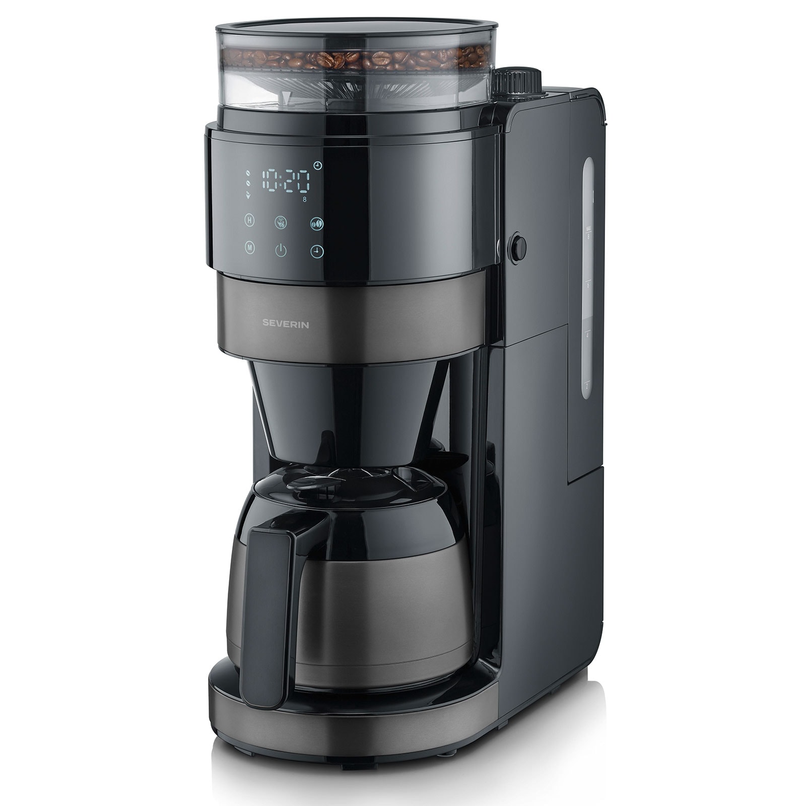 SEVERIN KA 4831 Filterkaffeemaschine mit Mahlwerk (8 Tassen, 1 l Wassertank, Thermokanne, Mahlwerk, Schwenkfilter, Timer) - Bild 1