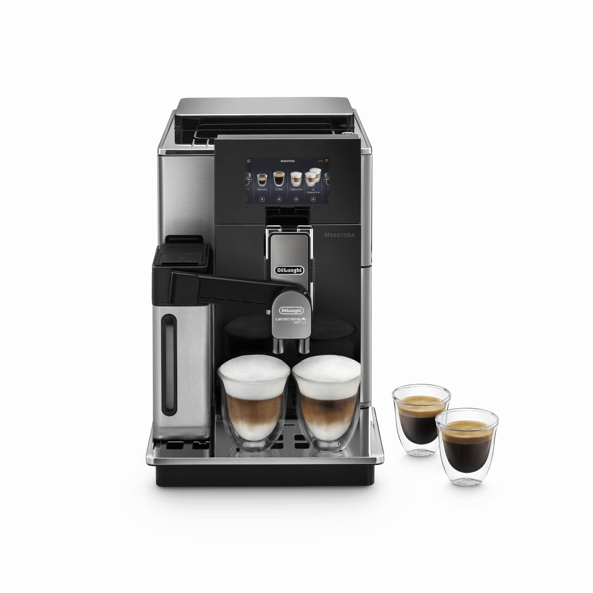 De'Longhi EPAM960.55.GM MAESTOSA Mono Grinder Kaffeevollautomat (LatteCrema System, 5? TFT Full Touch Farbdisplay, 460 g Bohnenbehälter, 2,1