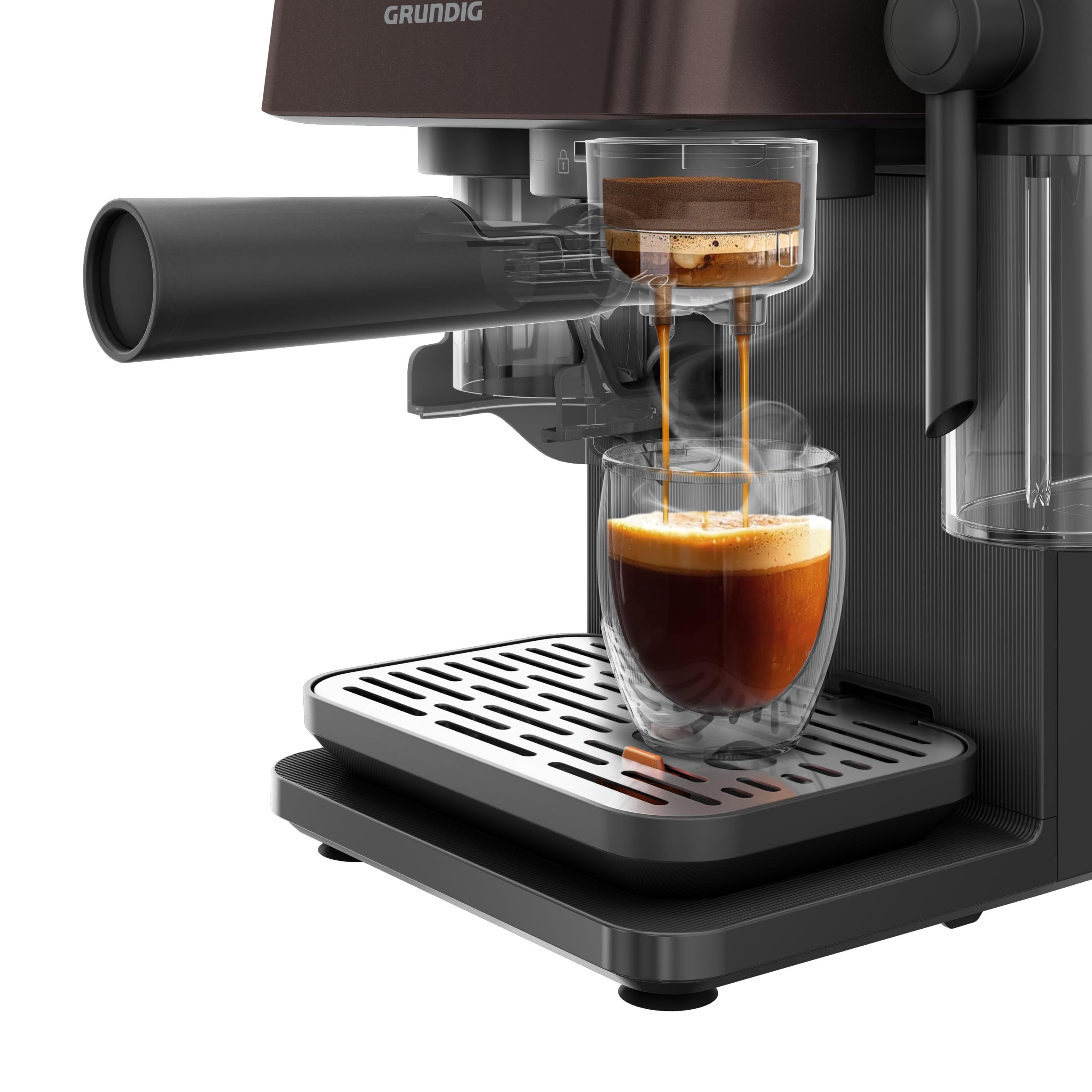 Grundig KSM 8530 Kaffeevollautomat (Edelstahlmahlwerk, Dunkelbraun/Schwarz, Touch-Display, 150 g Bohnenbeh&auml;lter, 1,5 Liter Wassertank, CreamyPro&trade; Milchsystem, 20 Bar Pumpendruck, BrewSense&trade; Technologie) - Bild 1