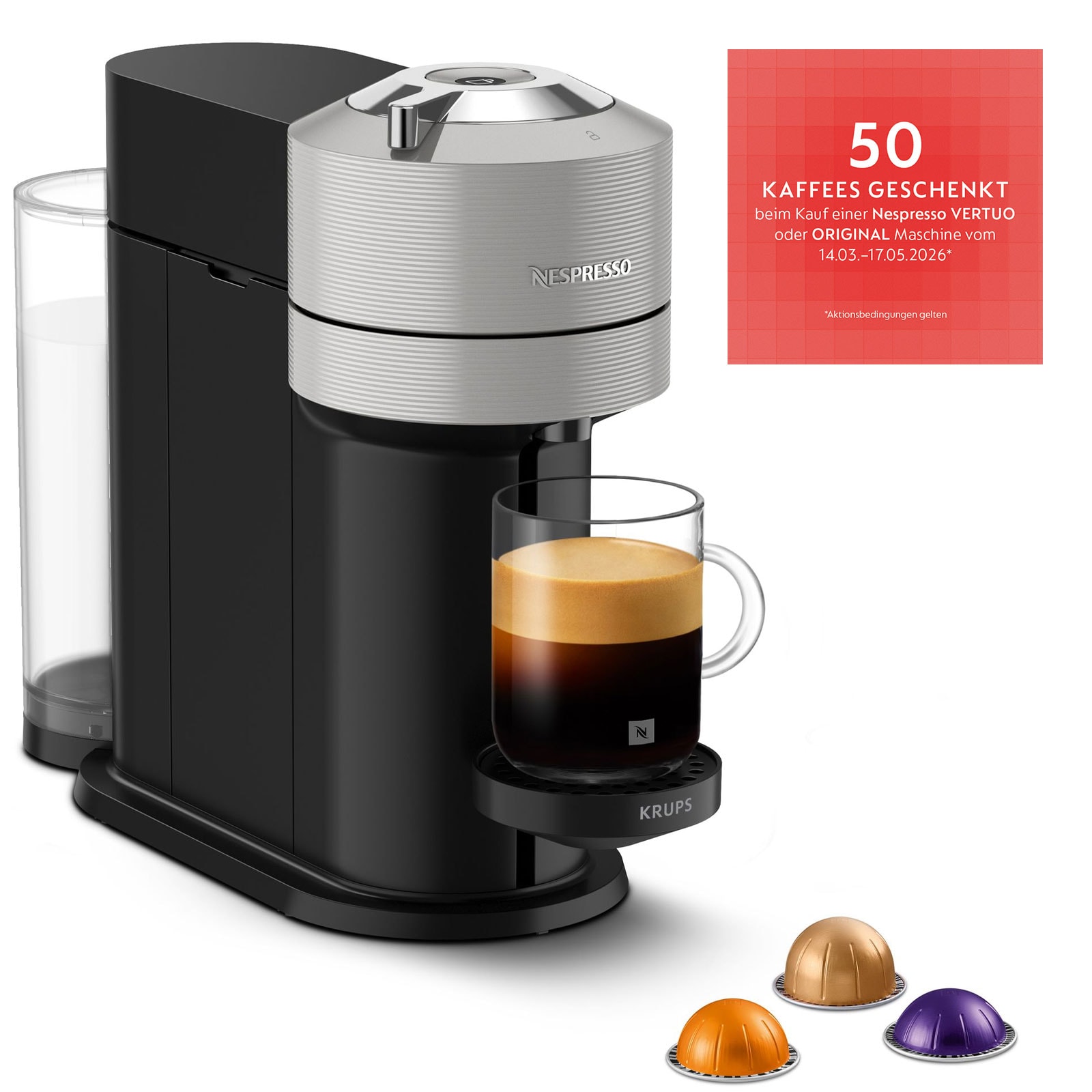 Krups XN 910B Nespresso Vertuo Next Light Grey - Bild 1