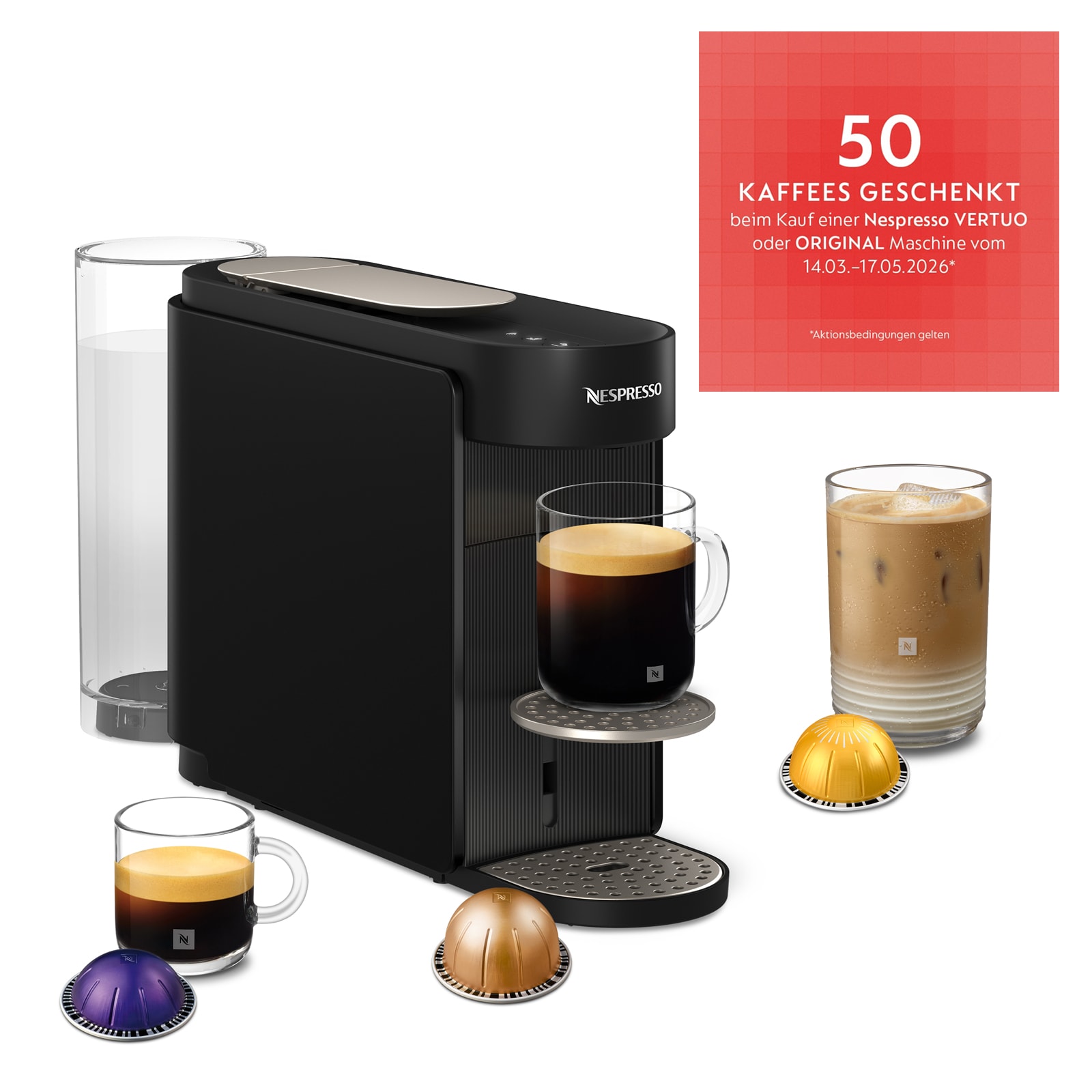 Nespresso Krups VERTUO Up Kaffeekapselmaschine Kapselmaschine One-Touch-System Ink Black, XN9408 - Bild 1