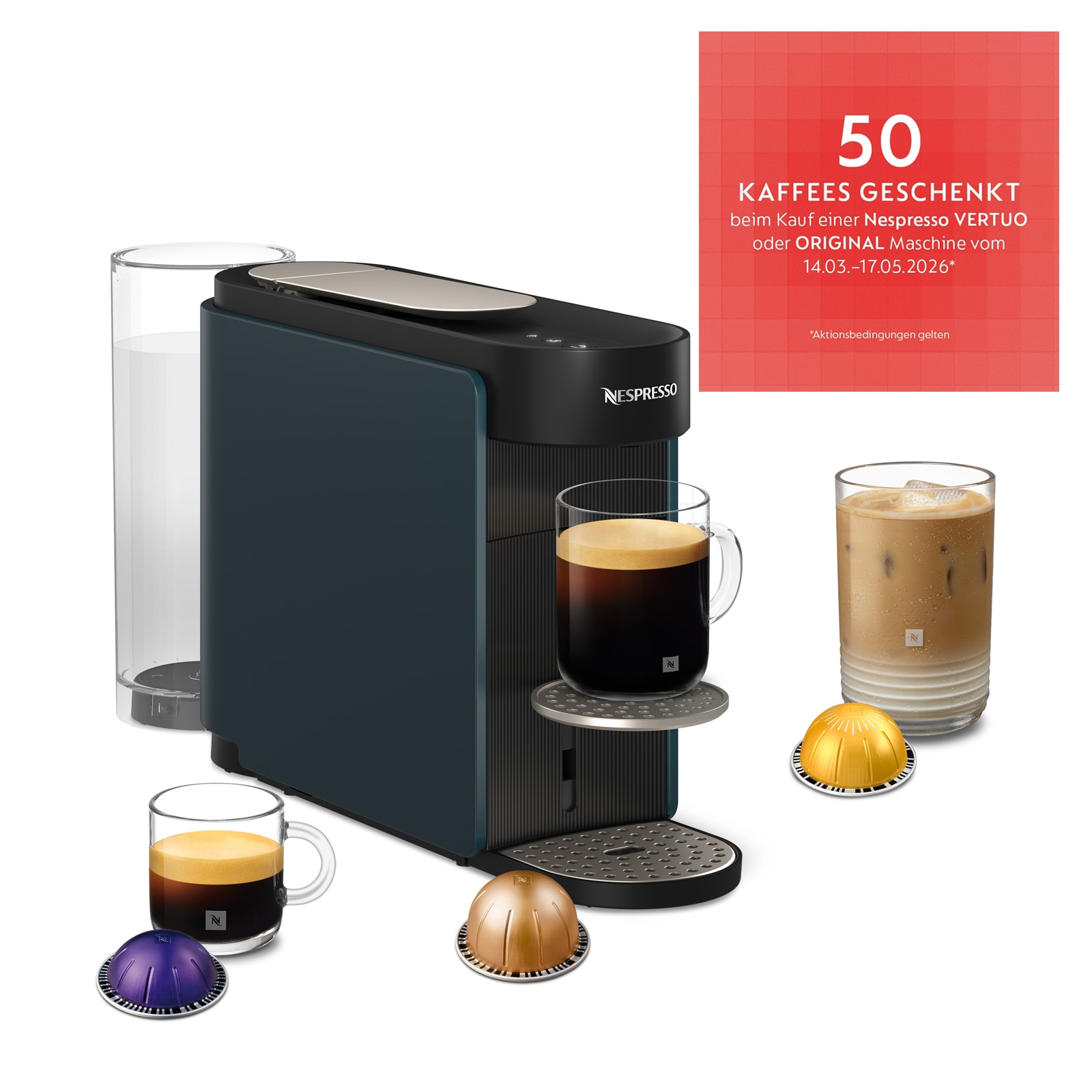 Krups VERTUO Up Kaffeekapselmaschine Kapselmaschine Ocean Blue XN9404 - Bild 1