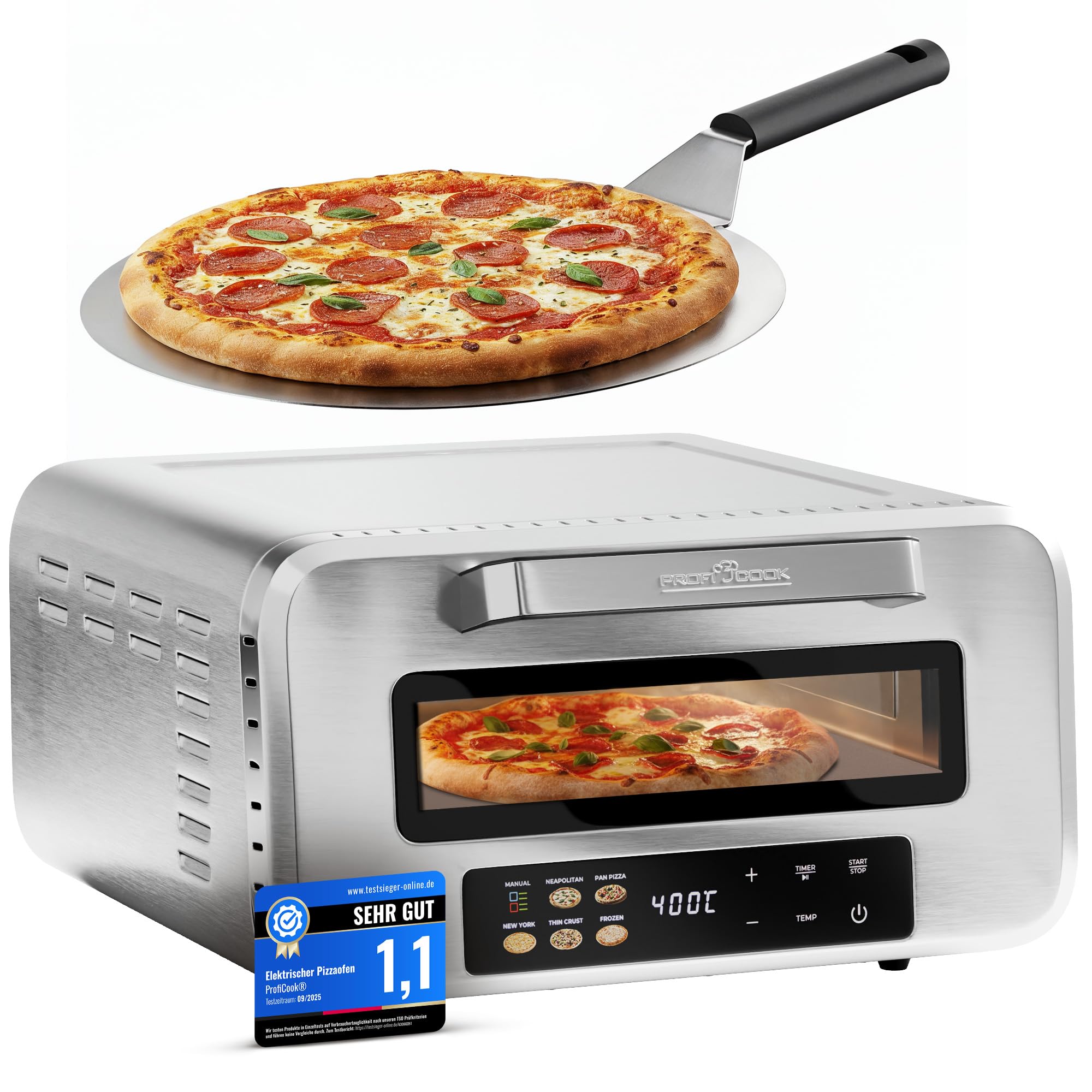 PROFICOOK PC-PO 1323 Pizzaofen (2100 W, 5 Automatikprogramme, 60 min Timer, inkl. Pizzastein) - Bild 1