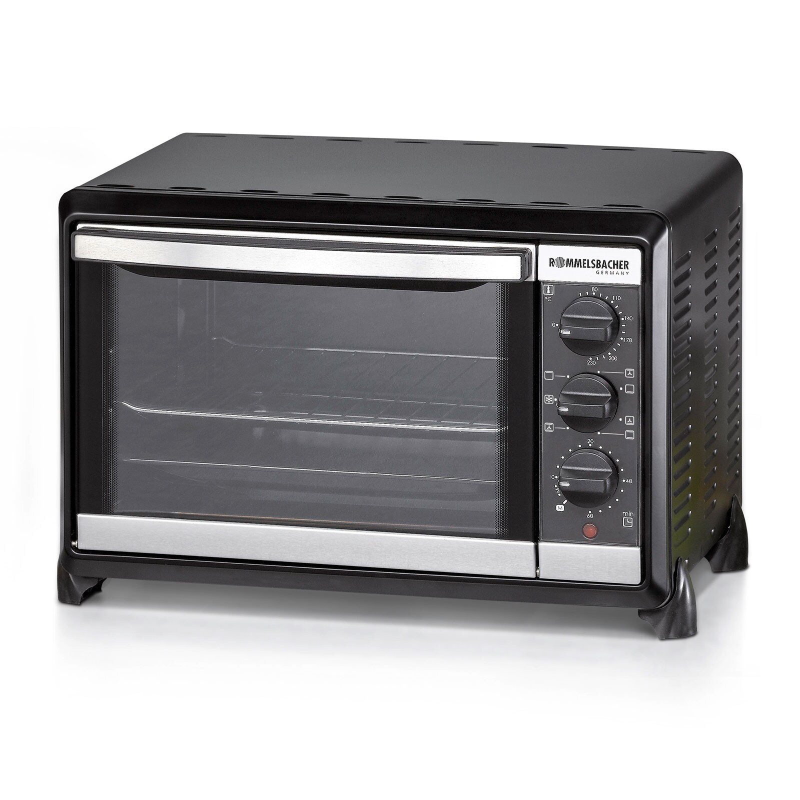 ROMMELSBACHER BG 1250 EX Kleinbackofen, schwarz mit Pizzastein & Umluft
