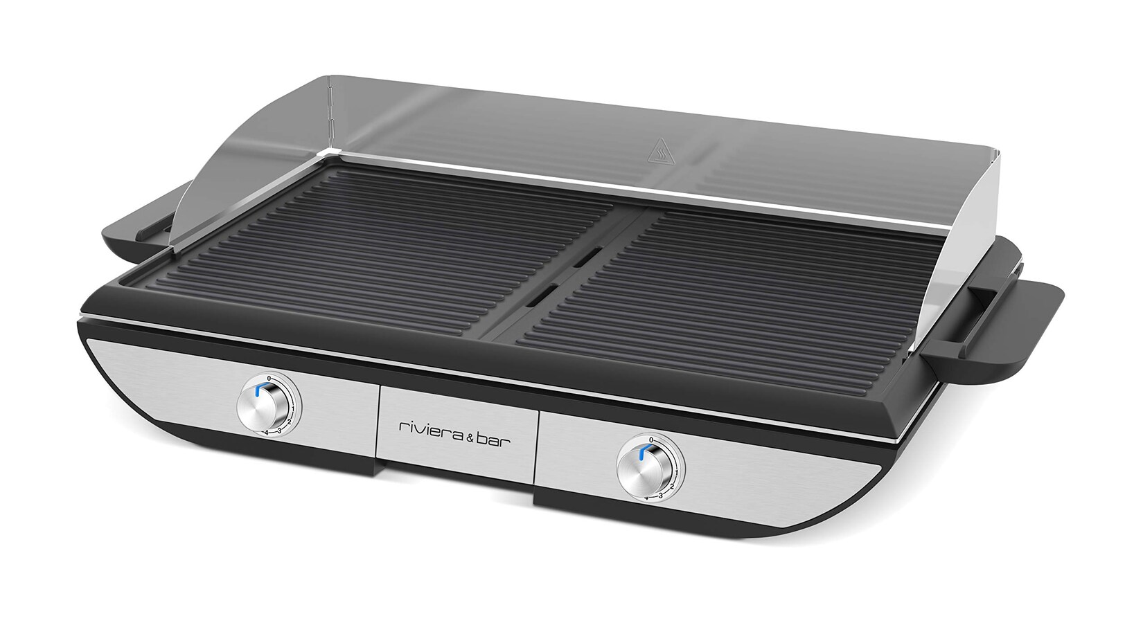 riviera&;bar Plancha Grill 2in1 Tischgrill (2.300 Watt, 2-in-1 Plancha &amp; Grillstruktur, abnehmbare Platte, 2 separate Heizzonen, Grillfläche 53,5 x 33 cm, für 8?10 Personen)