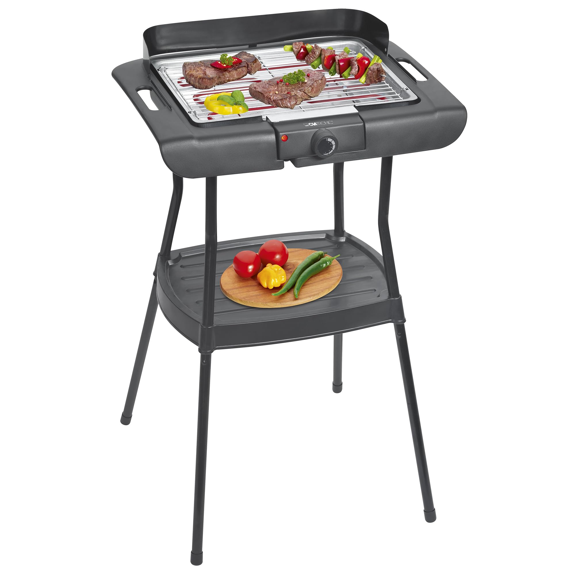 CLATRONIC BQS 3842 Standgrill (2 in 1 Stand- und Tischgrill, 2000 W, stufenlos regelbarer Thermostat, 36 x 25 cm Grillfl&auml;che, verchromter Grillrost) - Bild 1