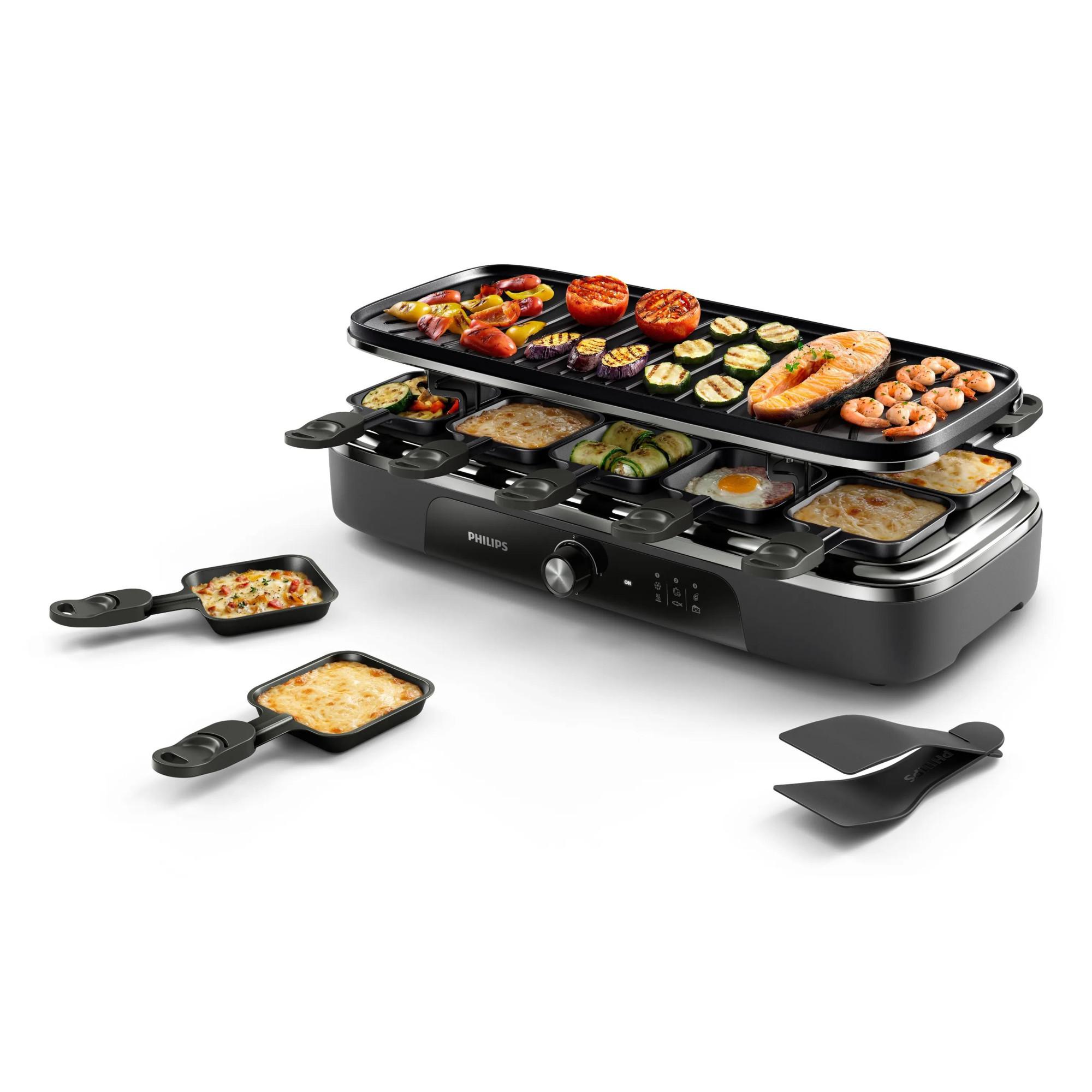 Philips HD6421/80 2-in-1 Raclettegrill (1.500 W, bis zu 10 Personen, 488 &times; 208 mm Grillplatte, abnehmbare wendbare Grillplatte, einstellbare Temperaturregelung, Antihaftbeschichtung, Keramikbeschichtung) - Bild 1