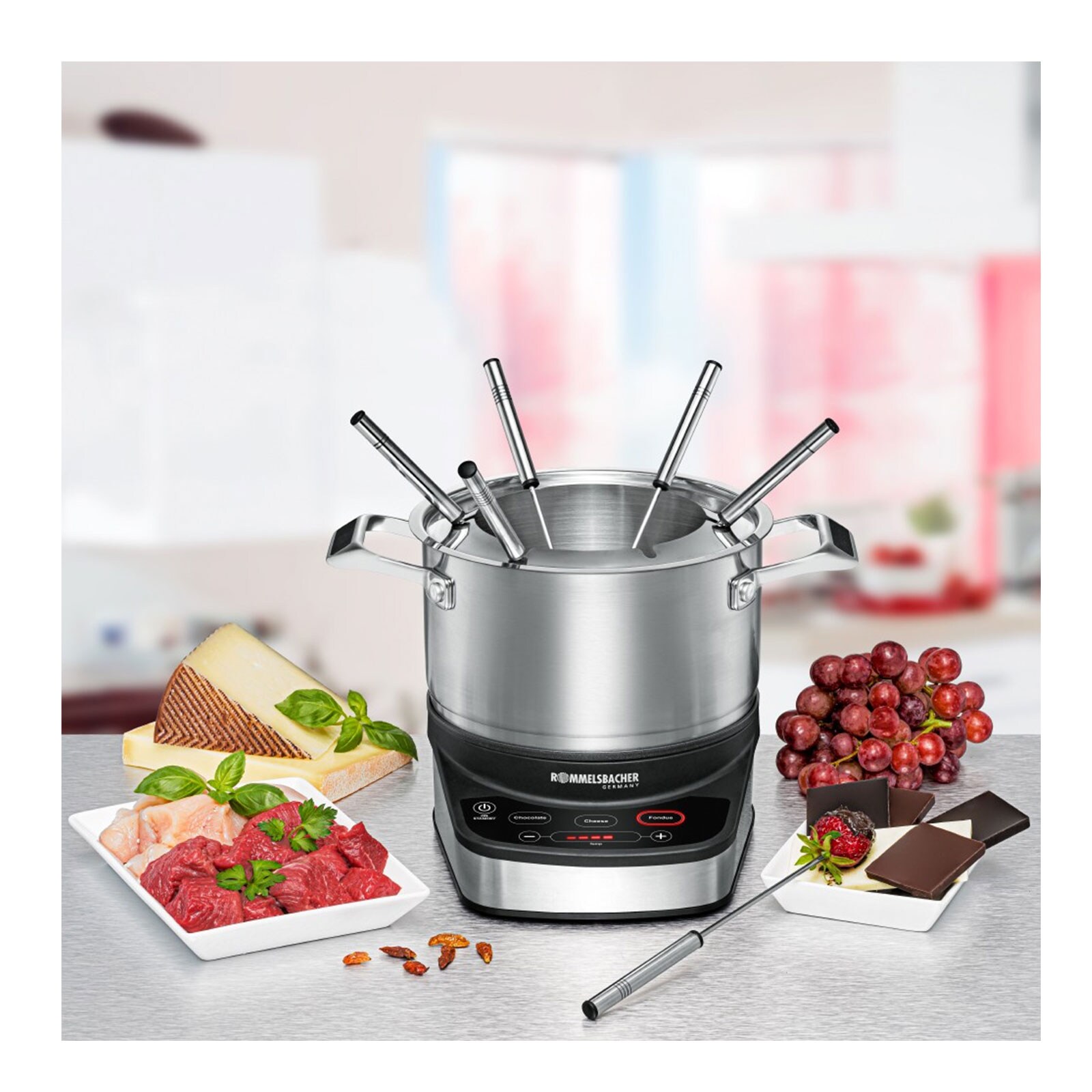 Rommelsbacher F 1200 Elektro-Fondue-Set Edelstahl / schwarz - Bild 1