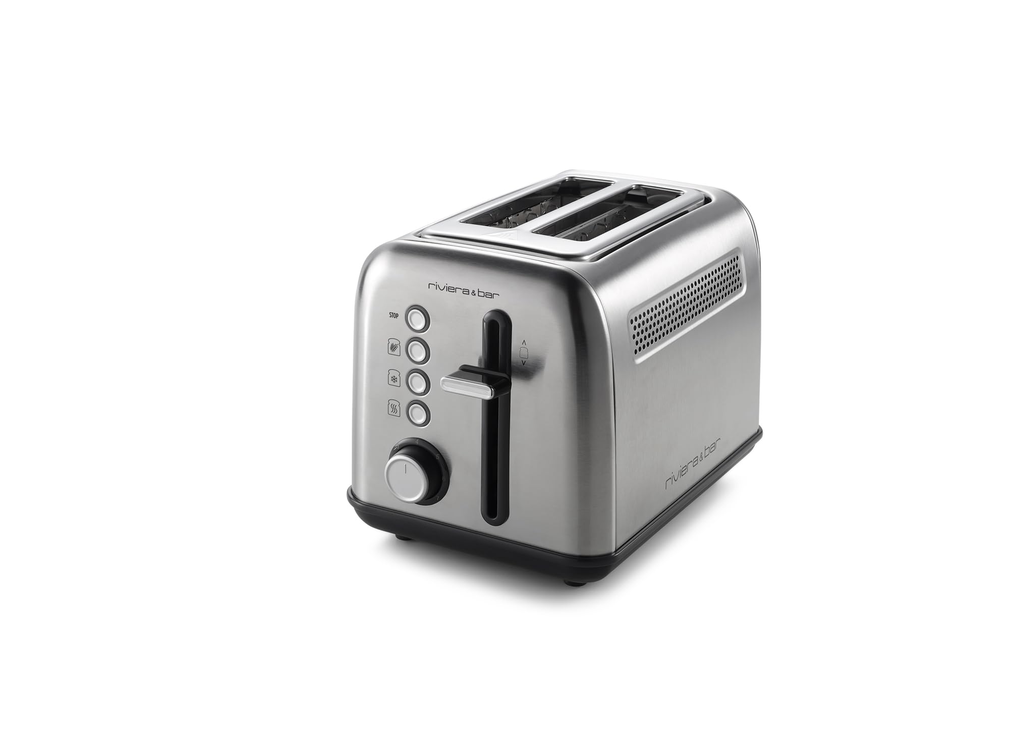 riviera&;bar Stainless Steel 2 short slots Toaster (2-Scheiben, Parallelschlitz, Edelstahl geb&uuml;rstet, 900 W, 7 Br&auml;unungsstufen, 4 Funktionen, Auftaufunktion, Aufw&auml;rmfunktion, Vollkornfunktion) - Bild 1