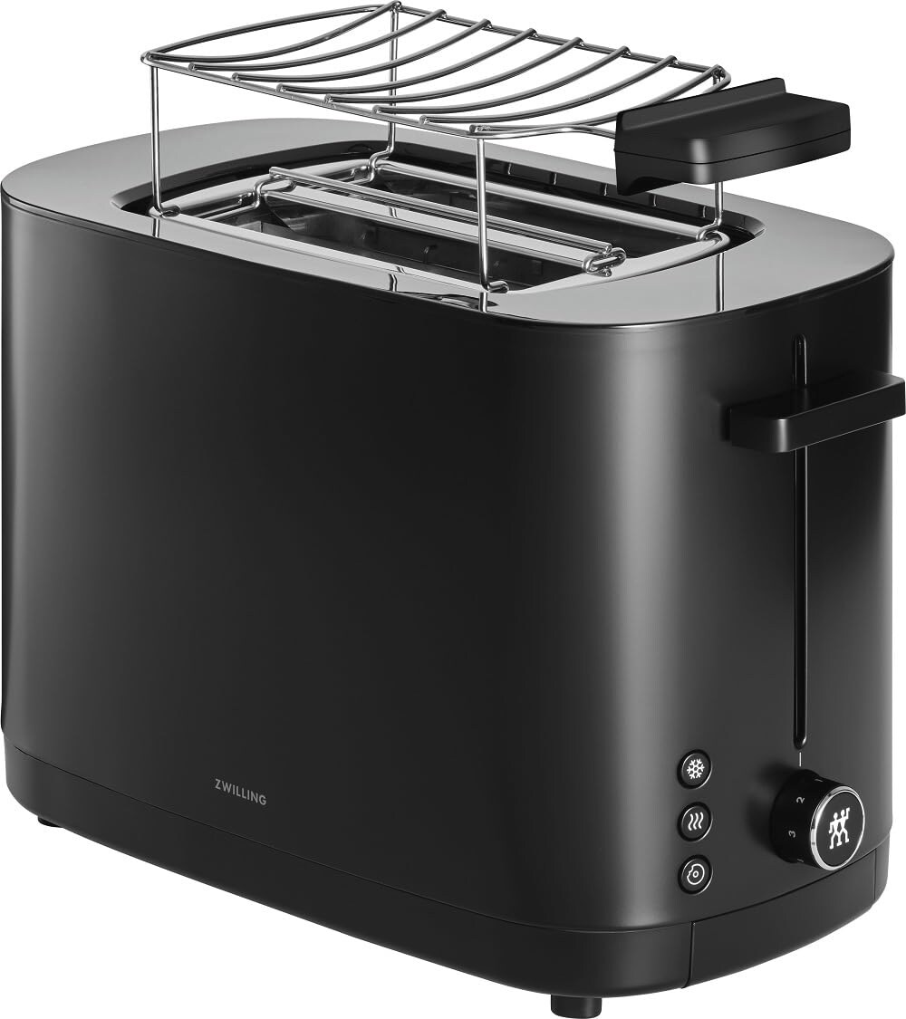 ZWILLING 1026864 Enfinigy Toaster (2 Scheiben, 1000 W, Stahl, Silber, Brötchenaufsatz, Auftaufunktion, Aufwärmfunktion)