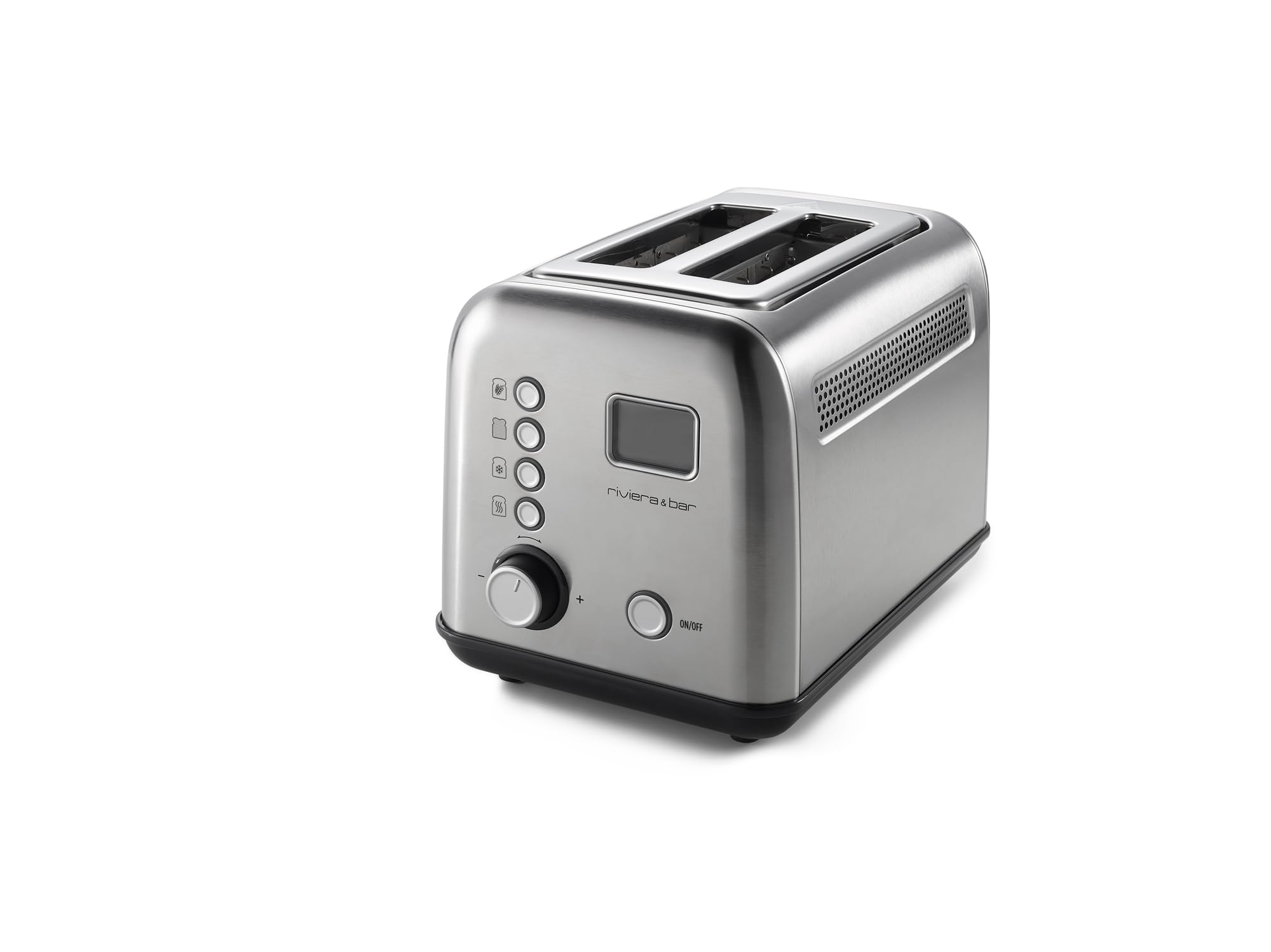 riviera&;bar Stainless Steel 2 short slot full autom. Toaster (2-Scheiben, Parallelschlitz, Edelstahl, 900 W, 9 Br&auml;unungsstufen, 5 Spezialprogramme, Vollkornfunktion, Auftaufunktion, Aufw&auml;rmfunktion, LCD-Display mit Countdown) - Bild 1