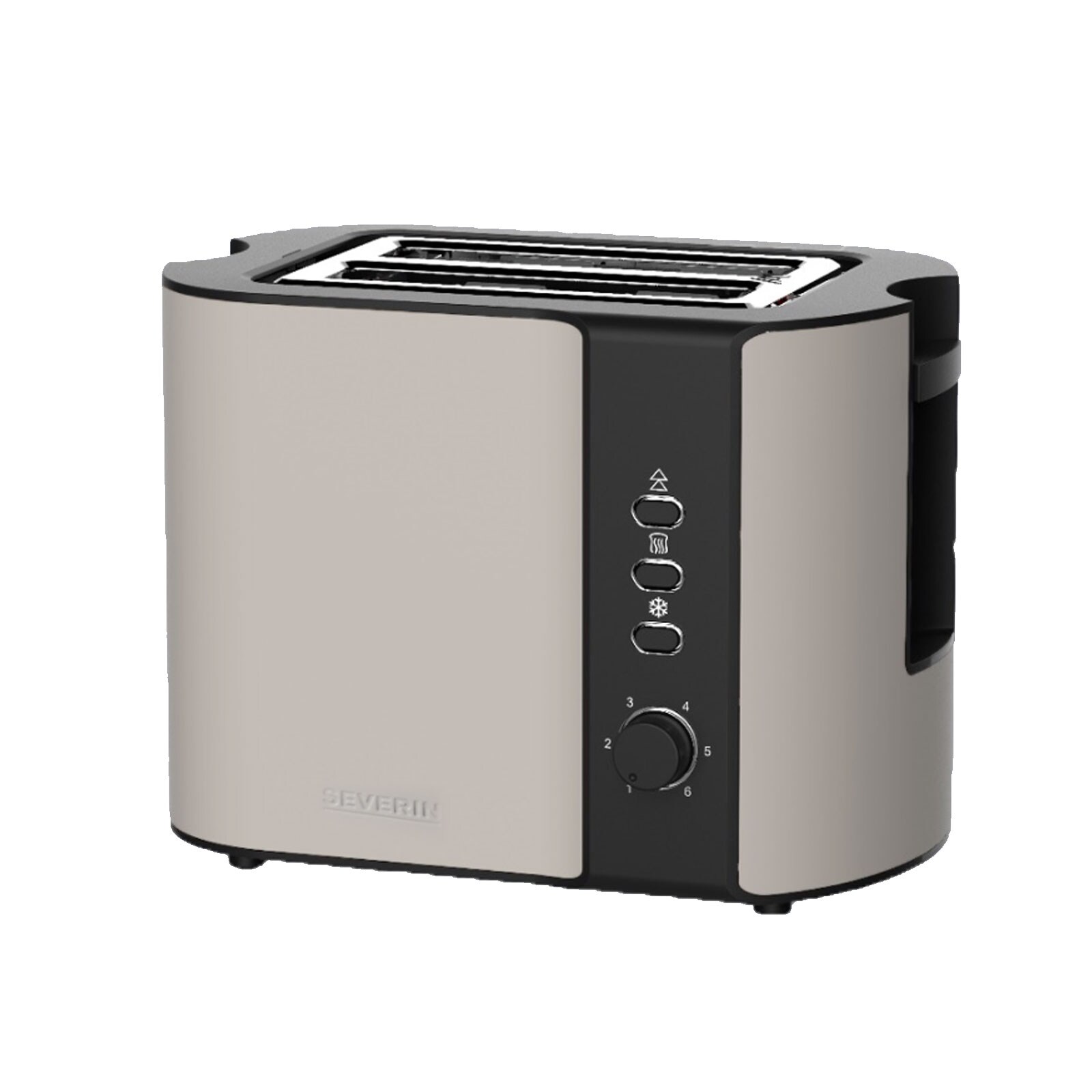 SEVERIN AT 9576 Toaster (Edelstahl, 2 Scheiben, 800 W, beige, Brötchenaufsatz, Auftaufunktion, Aufwärmfunktion)
