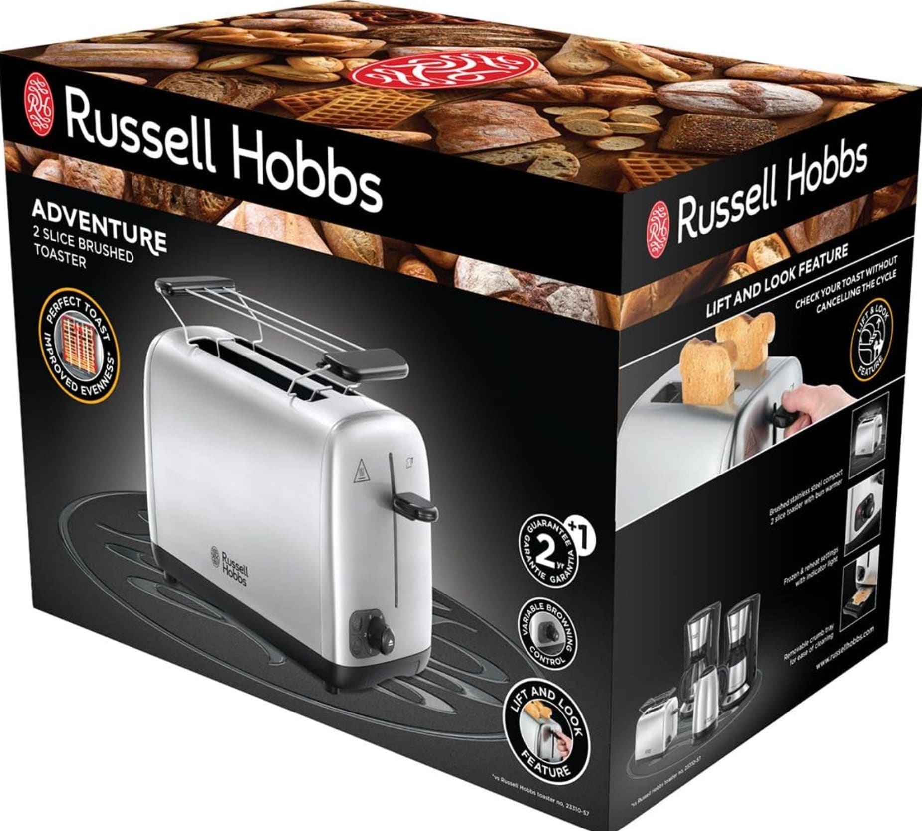 Russell Hobbs 24080-56 Adventure Toaster Edelstahl geb&uuml;rstet / schwarz - Bild 1