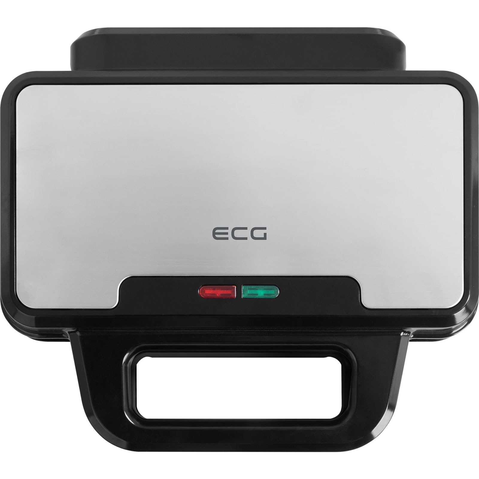 ECG S 2120 Grande Sandwichmaker (4 dreieckige Sandwiches, 900 W, Edelstahl/Schwarz, Antihaftbeschichtung, 2 Kontrollleuchten, Sicherheitsdeckelverriegelung) - Bild 1