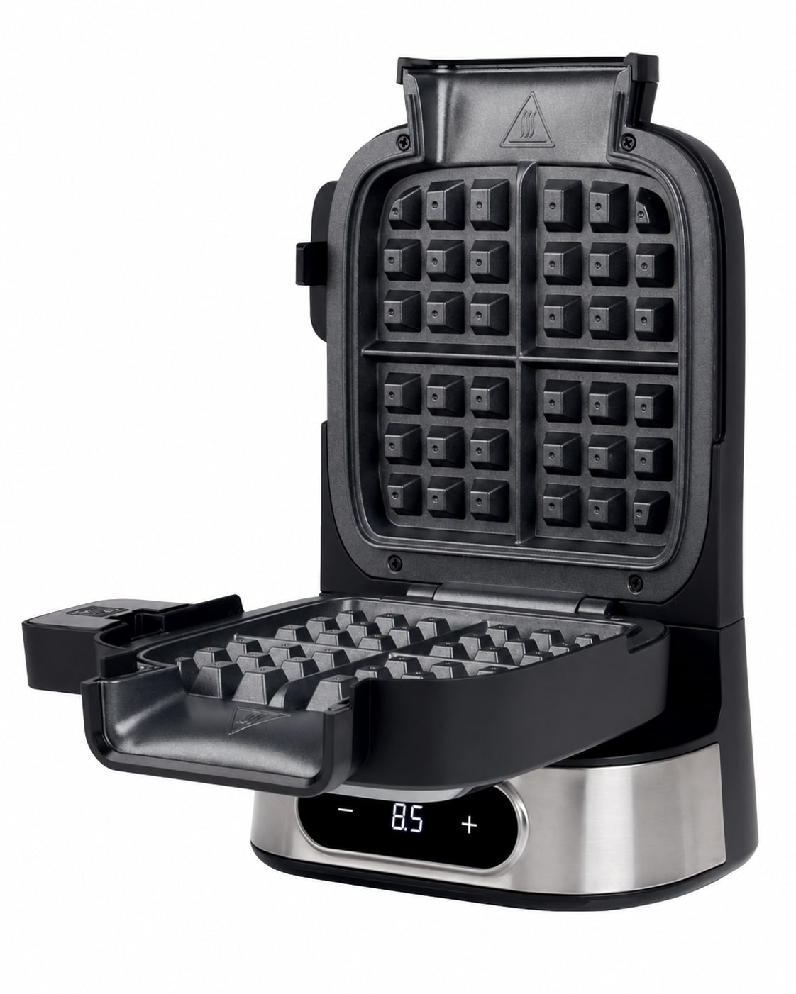 PROFICOOK PC-WA 1350 Waffelautomat (Belgische Waffeln, vertikal, 1000 W, Edelstahleinlagen, antihaftbeschichtet, Backfl&auml;che 17 &times; 17 cm, Profi-Einf&uuml;ll&ouml;ffnung mit Dosierhilfe (160 ml), LED-Display) - Bild 1