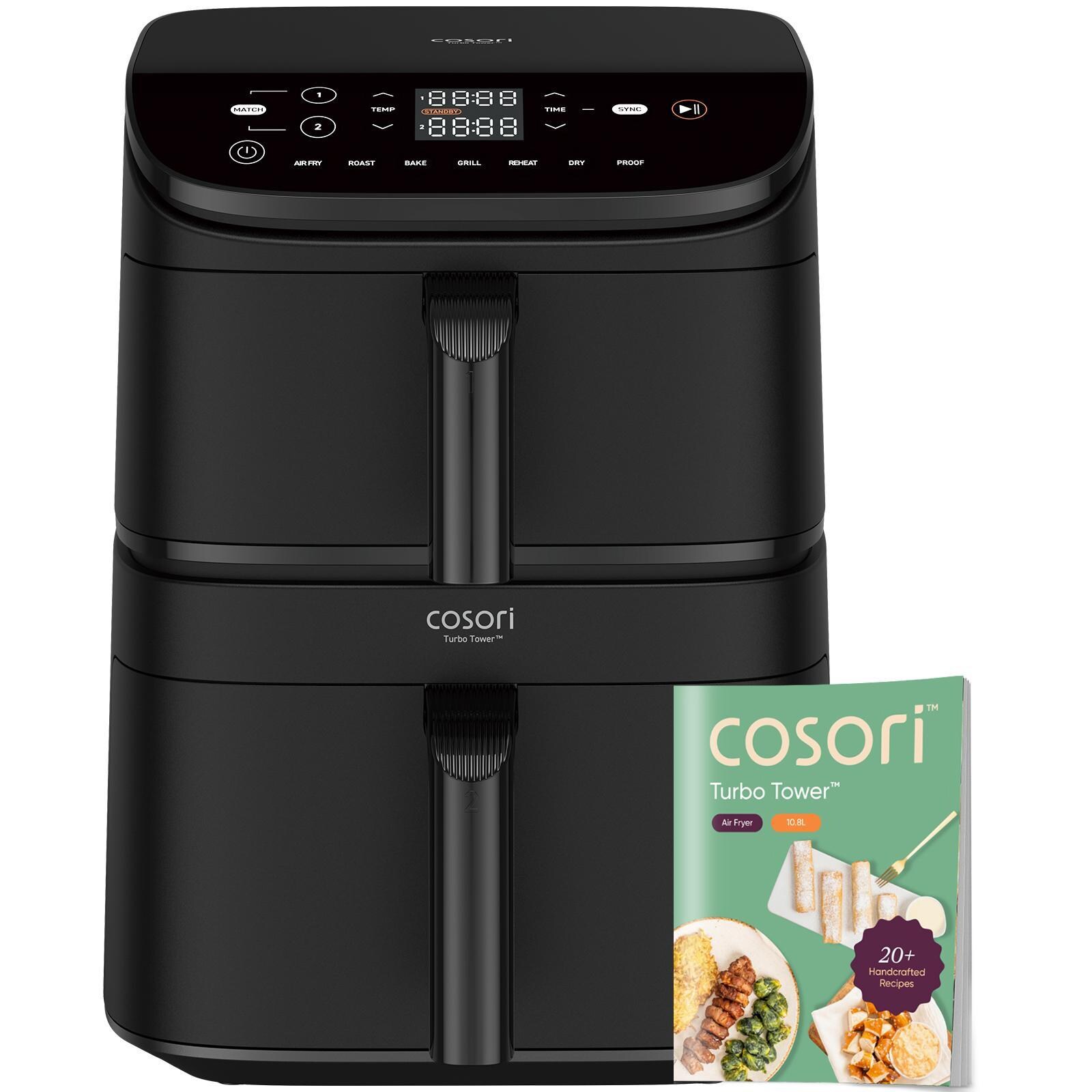 COSORI CAF-DC121-AEUR Turbo Tower Doppel-Heißluftfritteuse