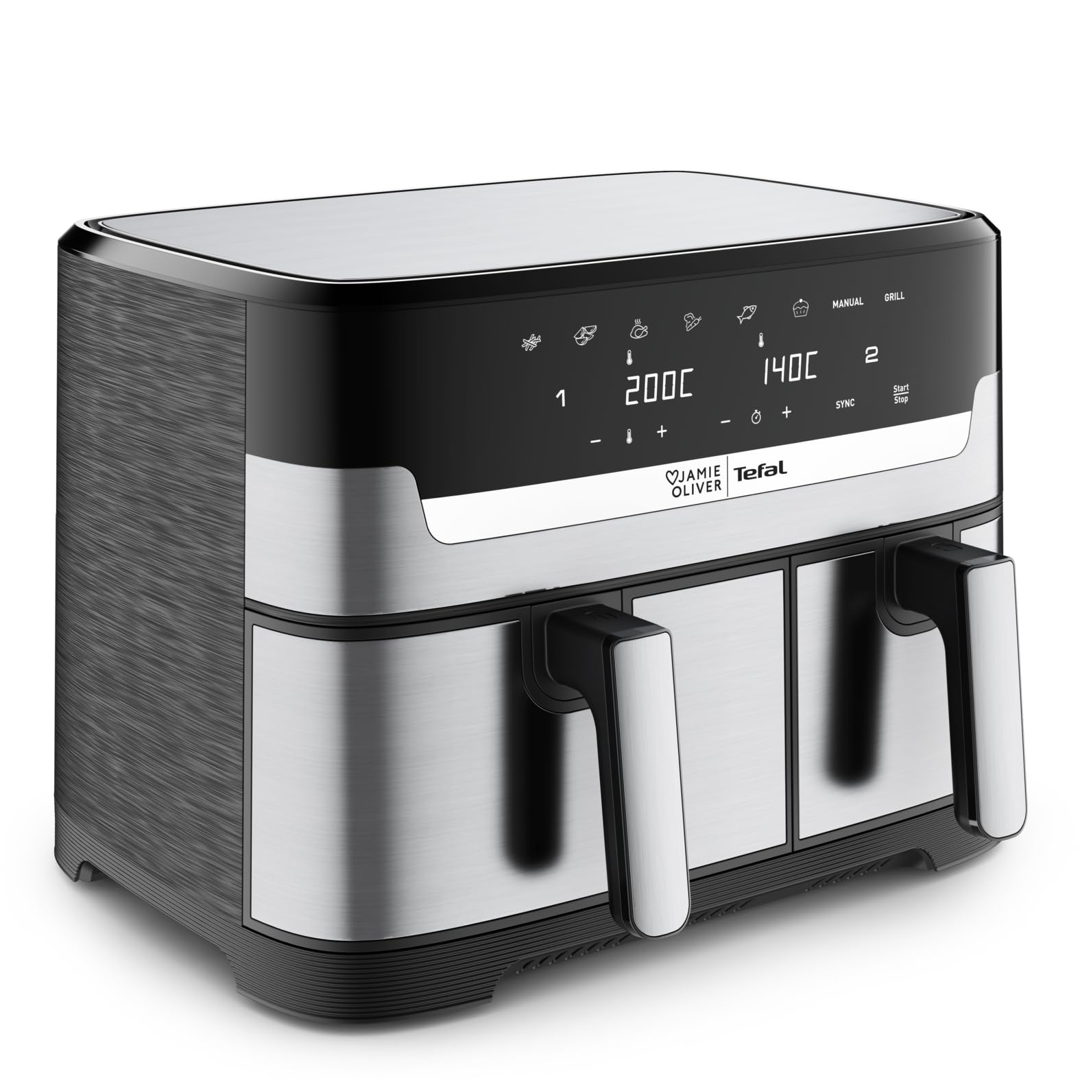 TEFAL EY90JD Jamie Oliver Doppel-Hei&szlig;luftfritteuse (8,3 l F&uuml;llmenge, 2 Gark&ouml;rbe, SYNC-Funktion, 8 Programme, Grillfunktion, LCD-Display) - Bild 1