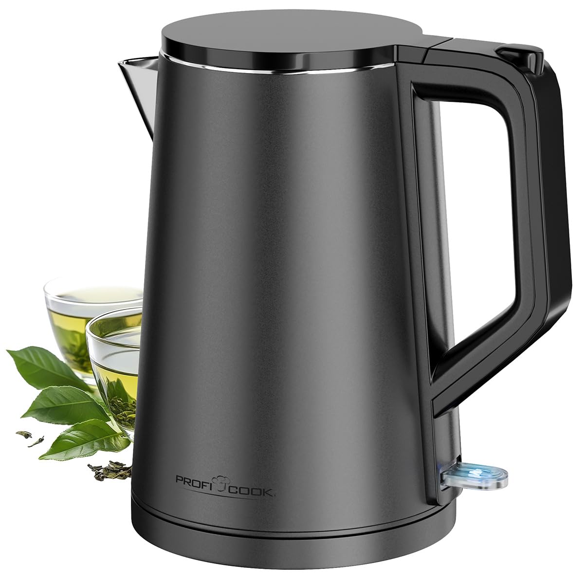 PROFICOOK PC-WK 1290 Wasserkocher (1,5 Liter, 2.200 W, doppelwandiges Thermogeh&auml;use mit hochwertigem Edelstahlbeh&auml;lter, Einhandbedienung, Anthrazit) - Bild 1