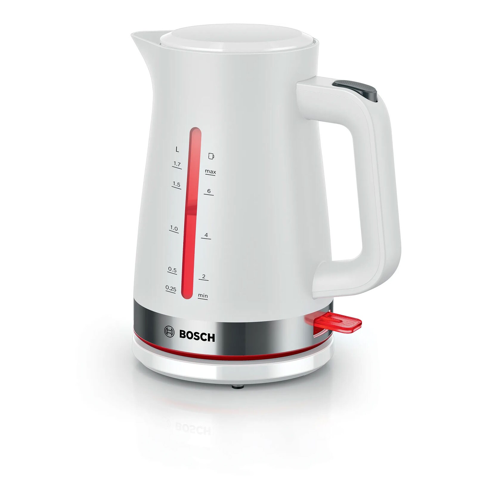 BOSCH Wasserkocher TWK4M221 (1,7 Liter, 2400 W, Kunststoff, Weiß, kabellos, LED-Innenbeleuchtung)